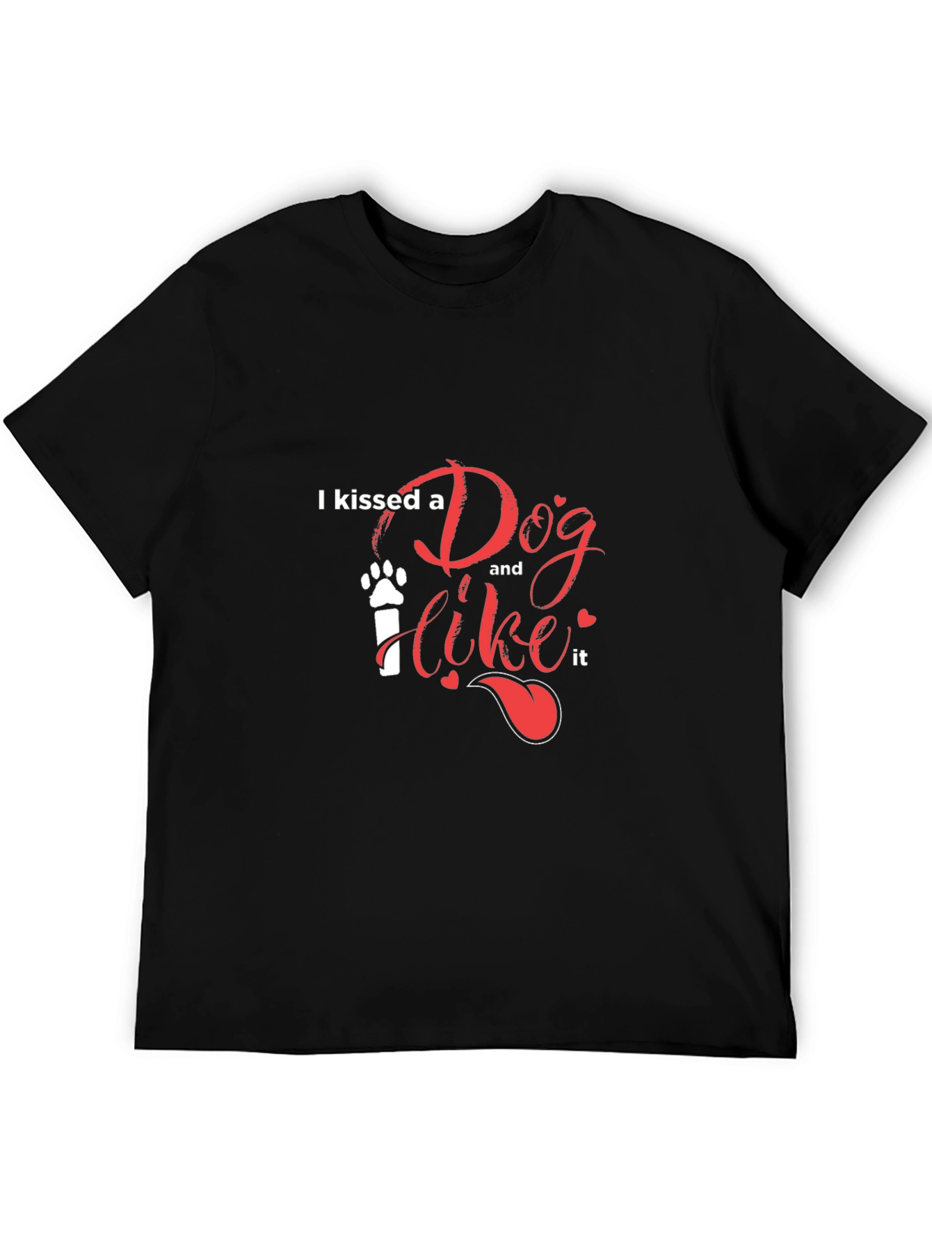 Black I Kissed A Dog T-Shirt - Casual Black Tee view 5