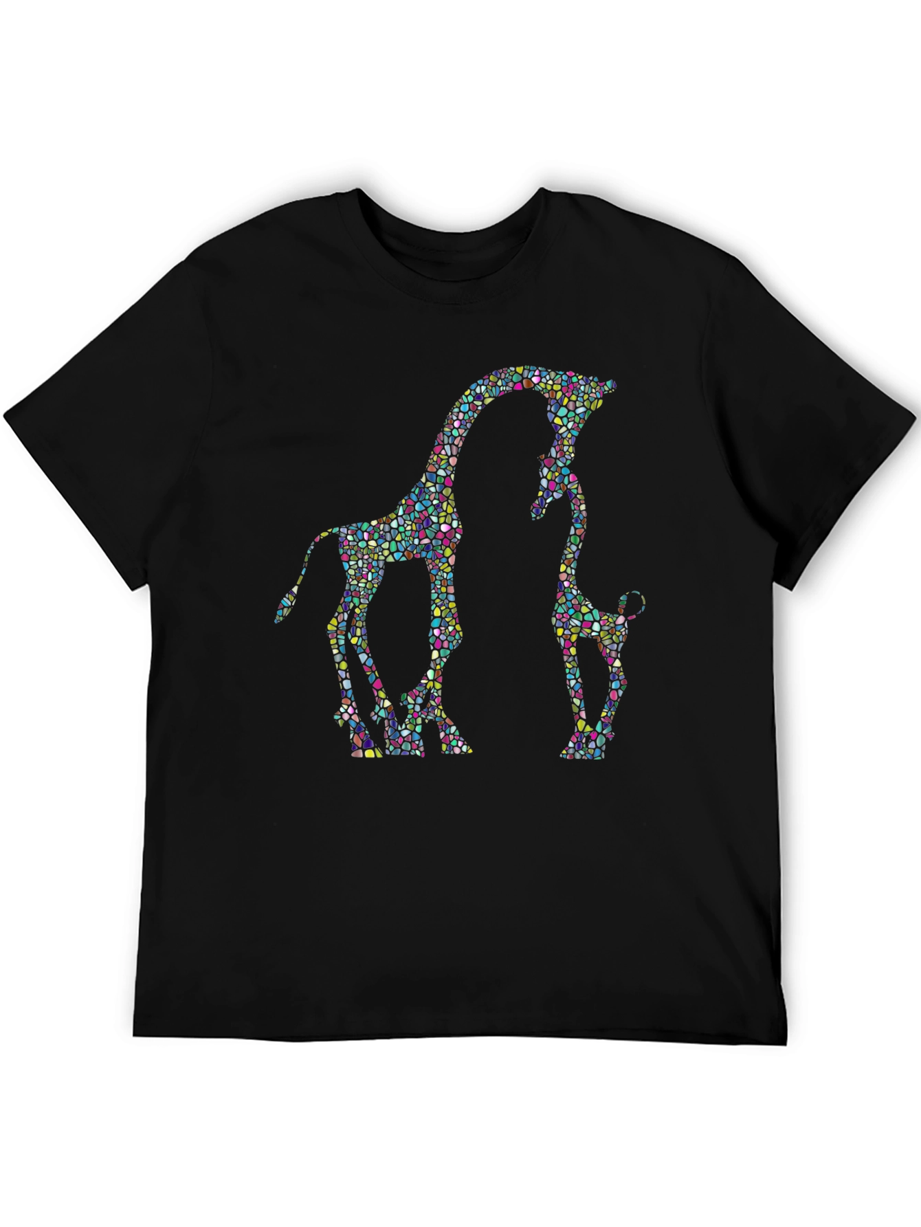 Black Giraffe Mosaic Graphic T-Shirt - Stylish Black Tee view 5