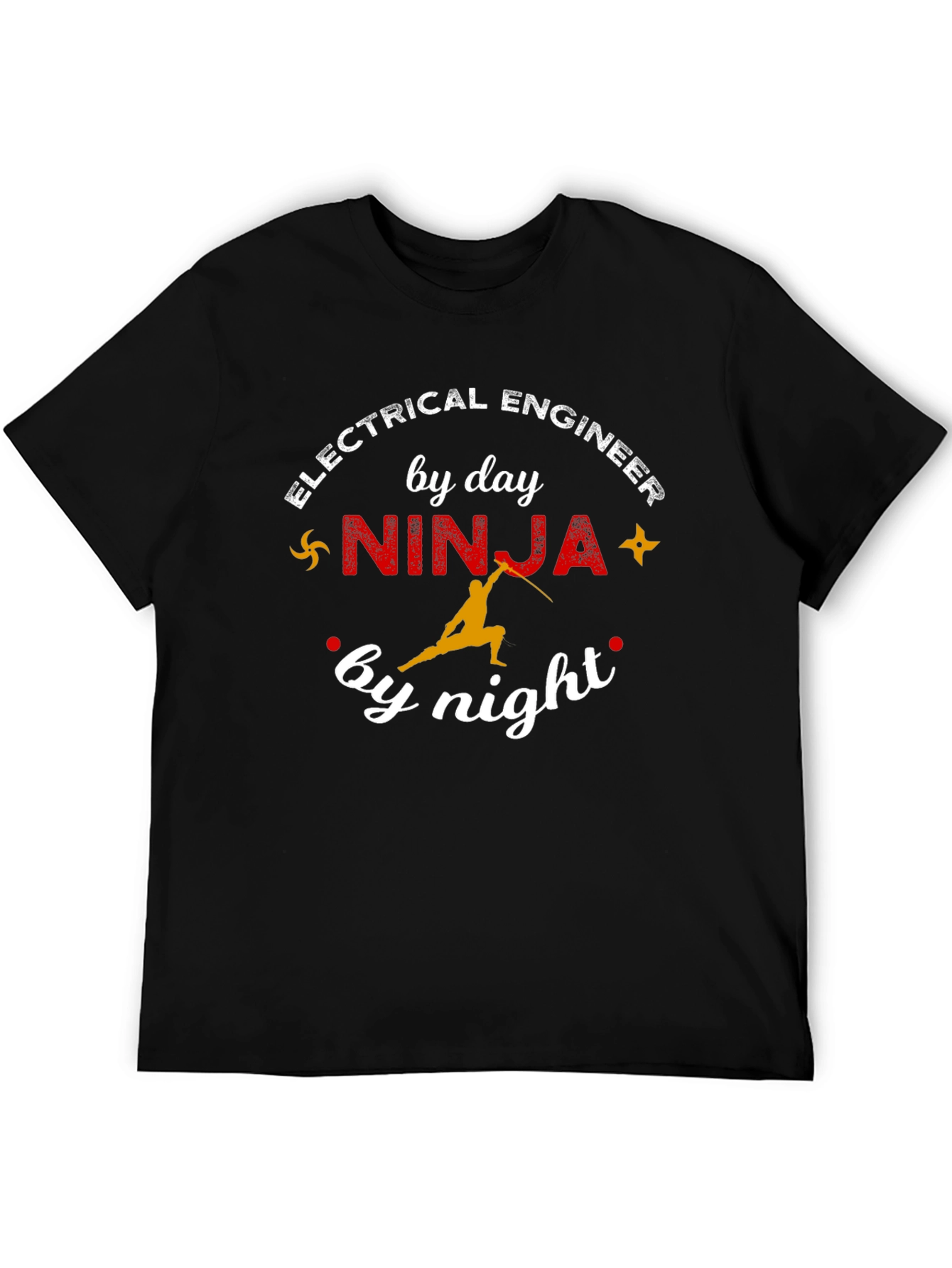 Black Electrical Engineer Ninja Graphic T-Shirt view 5