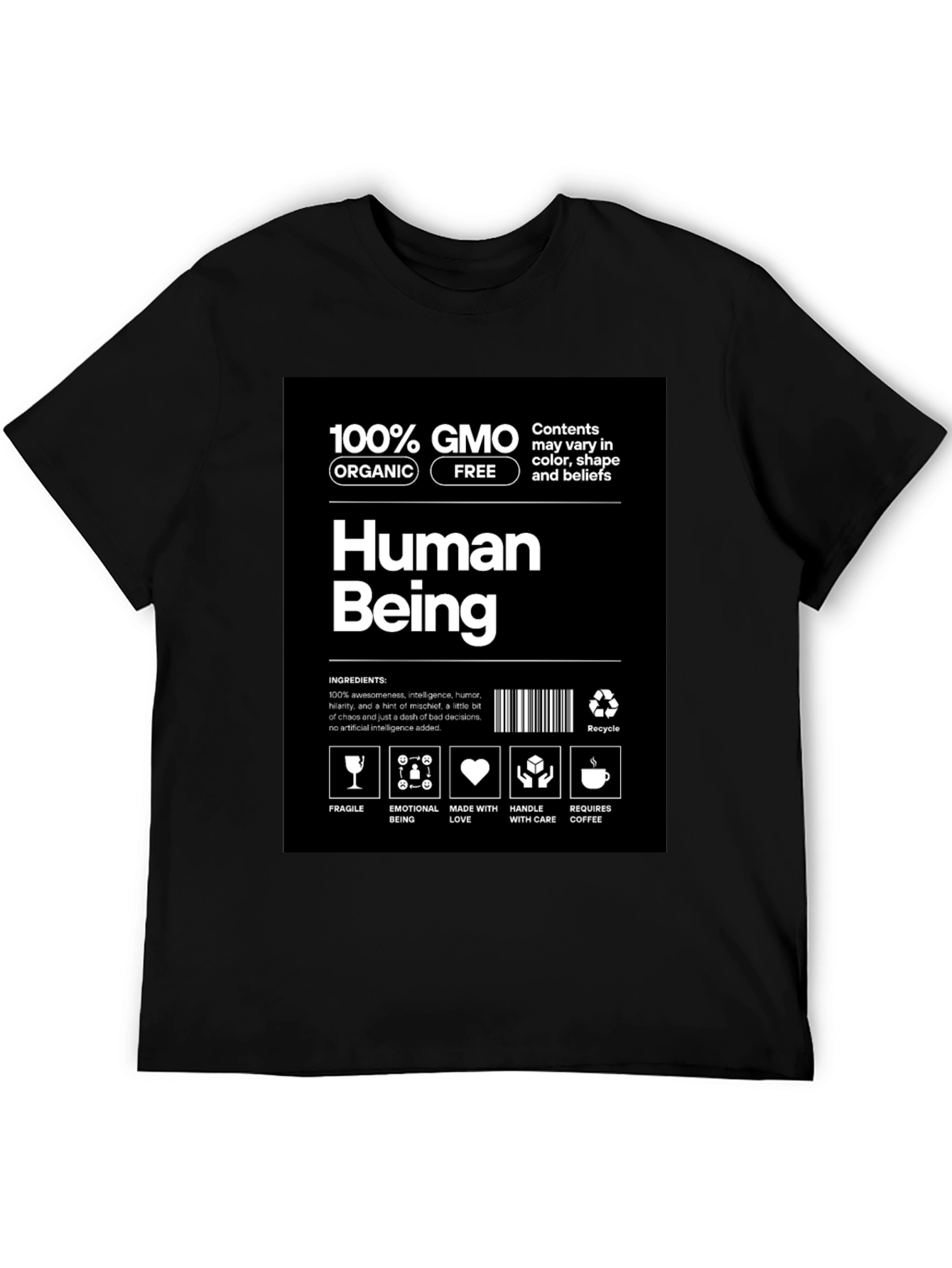 Black Human Being Ingredients T-Shirt view 5