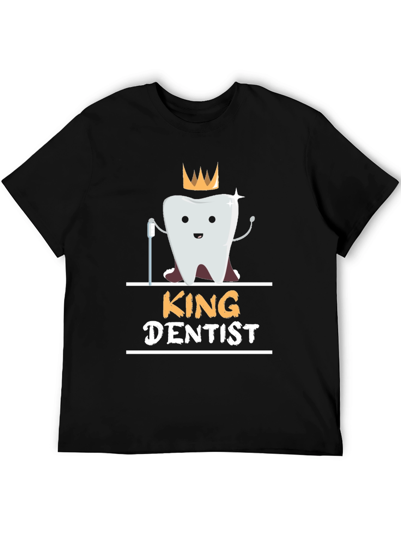 Black King Dentist T-Shirt - Funny Dental Hygienist Tee view 5