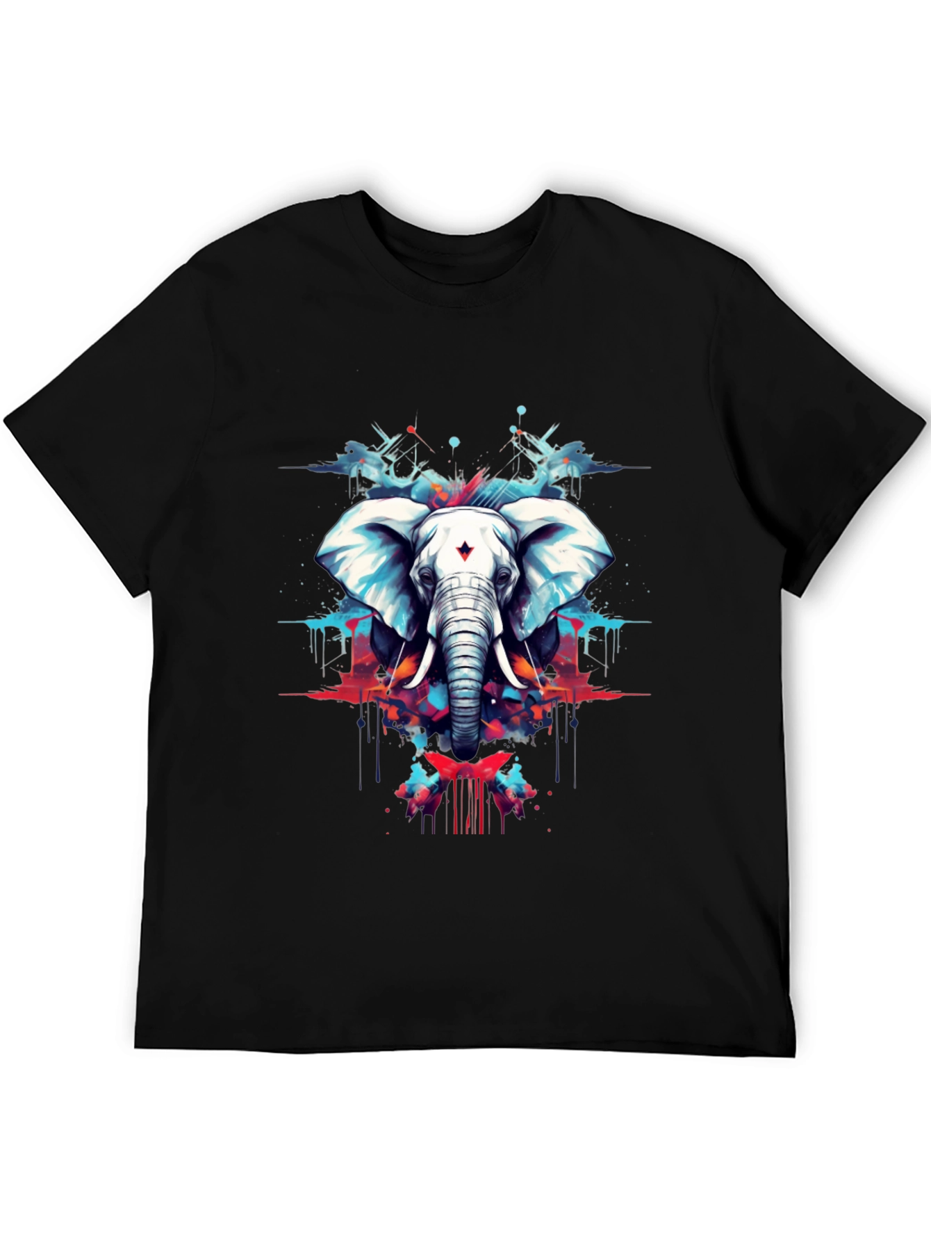Black Elephant Art Black Tee - Stylish Graphic Print view 5