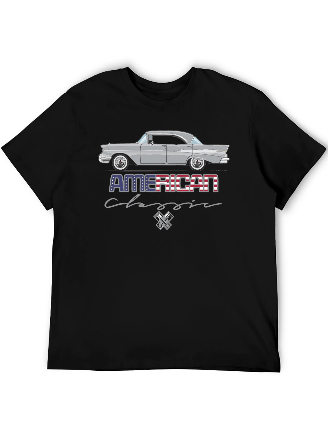 Black American Classic Car T-Shirt view 5