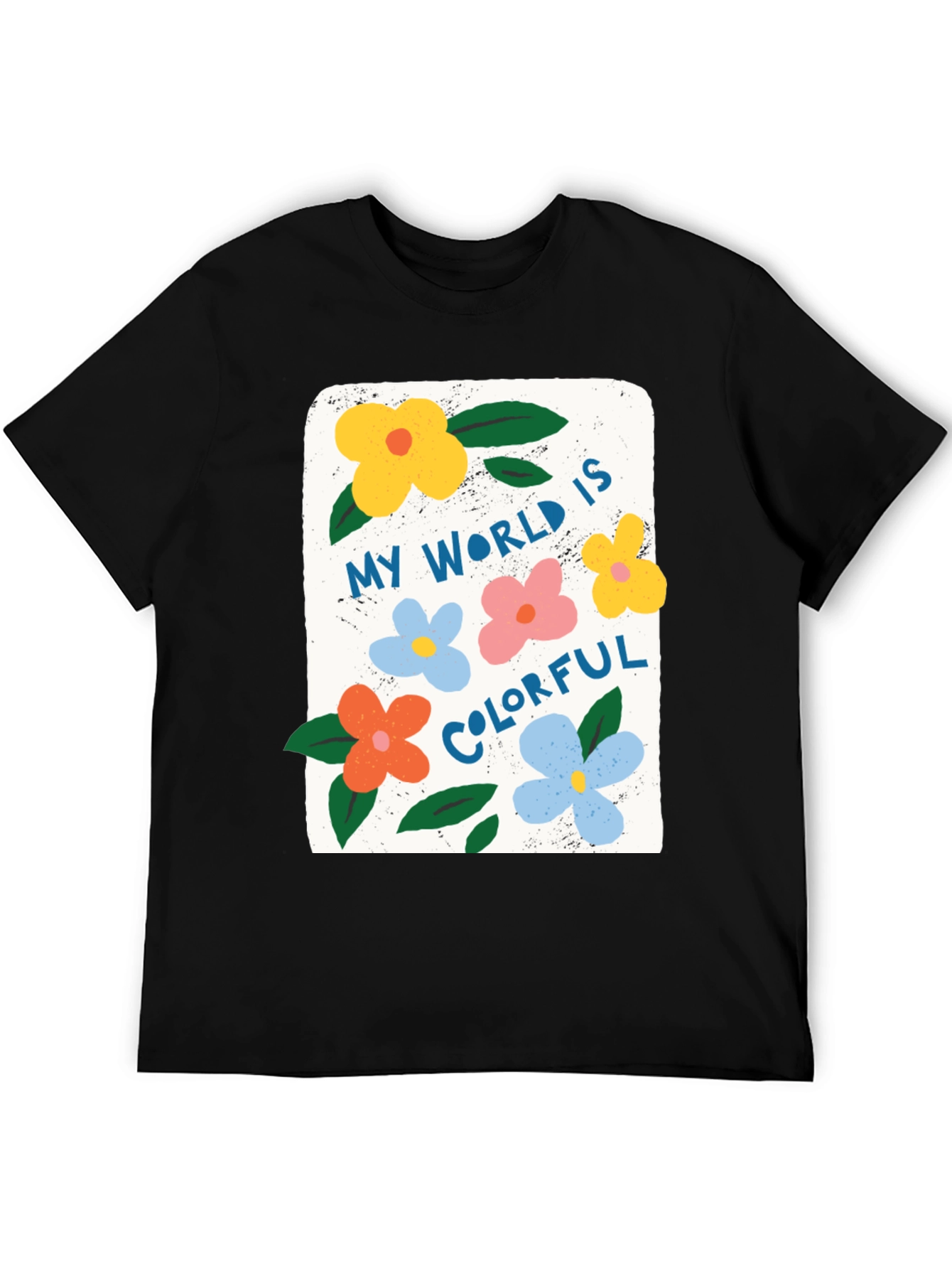 Black Colorful World Graphic Tee - Comfort & Style view 5