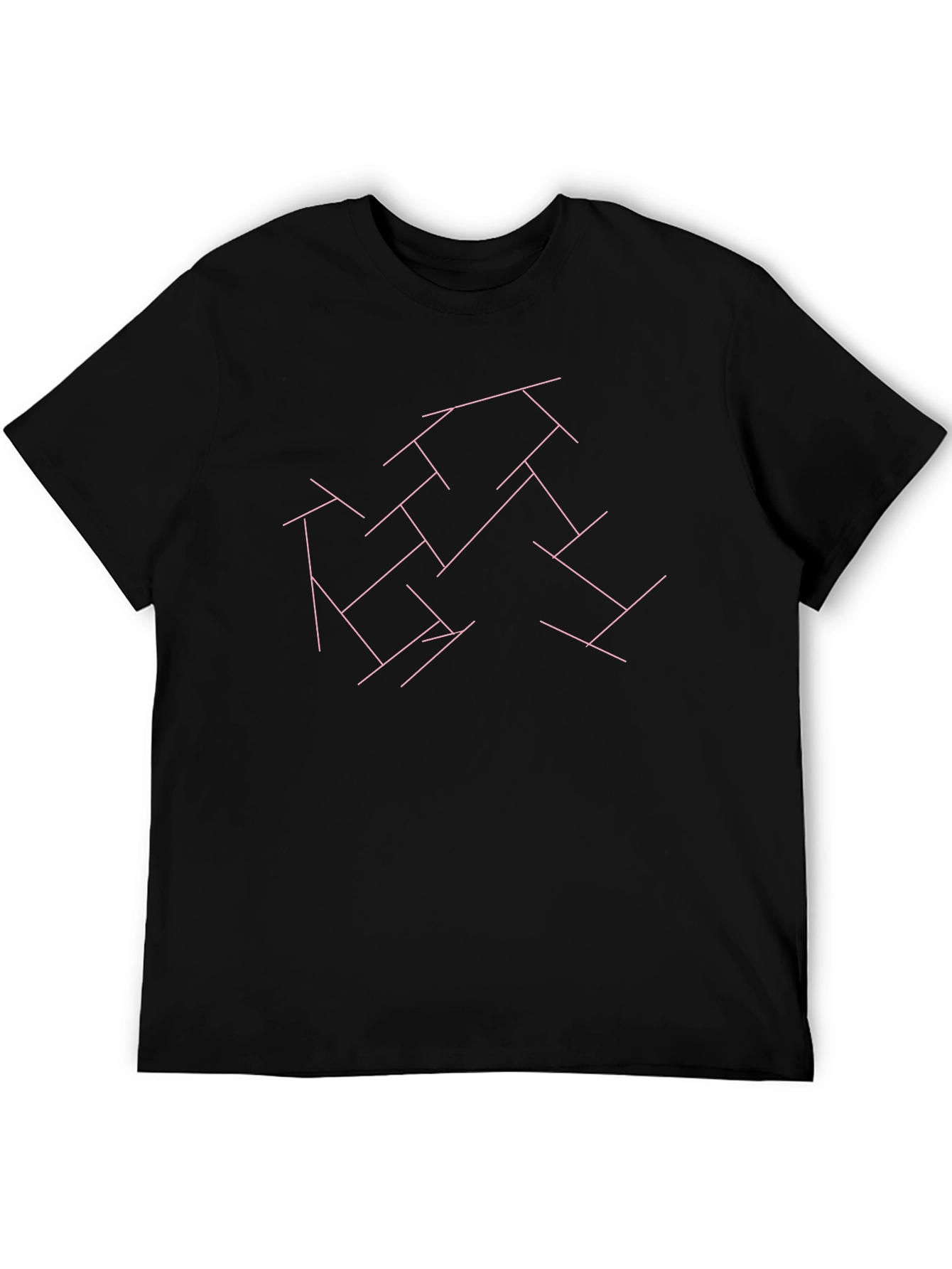 Black Geometric Line Art Black T-Shirt view 5