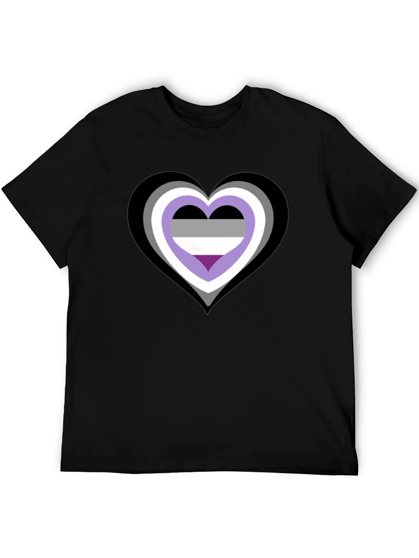 Black Asexual Pride Heart Graphic Tee - Black Cotton Blend view 5