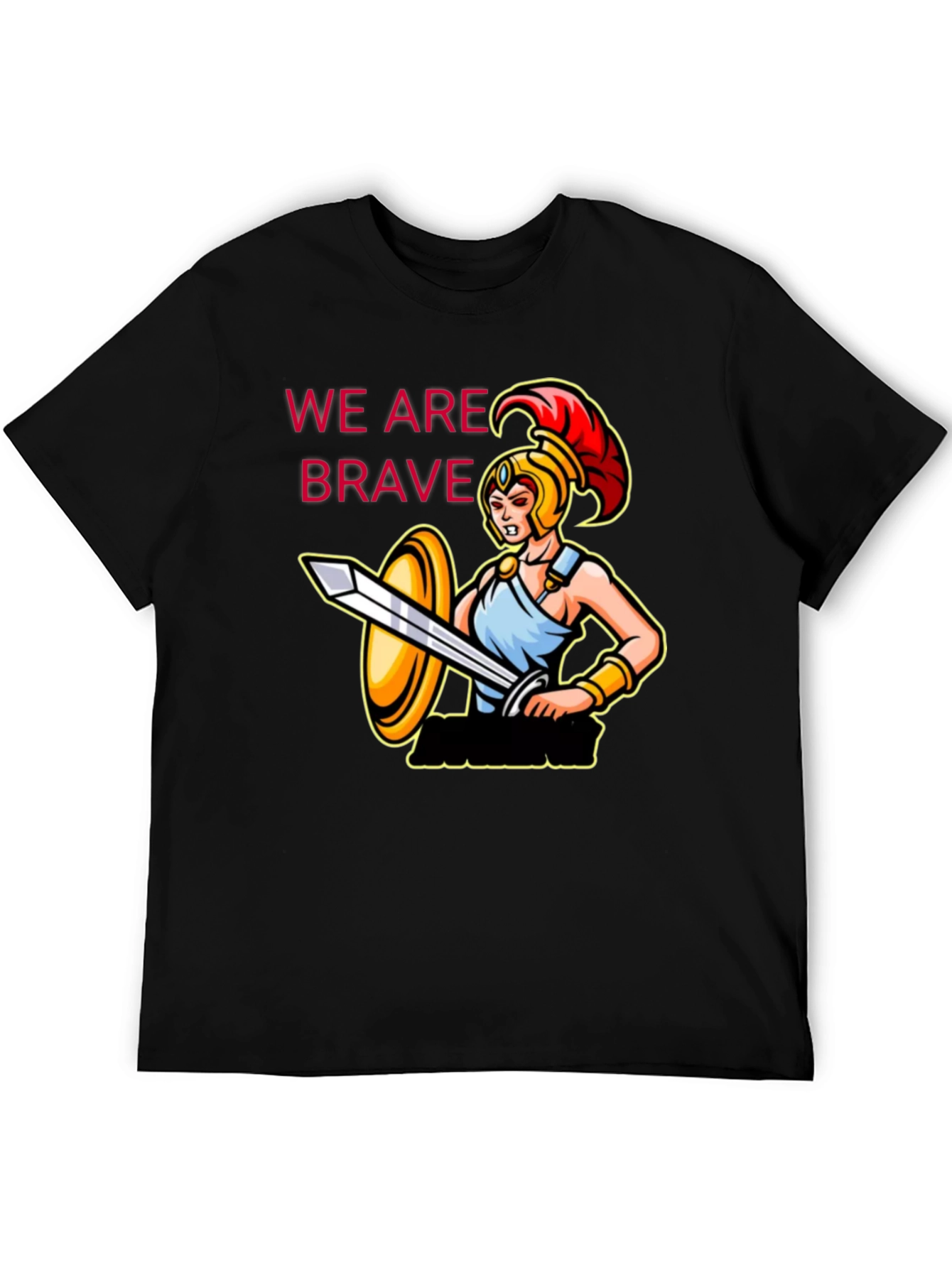 Black Brave Warrior Graphic Tee - Black Cotton T-Shirt view 5