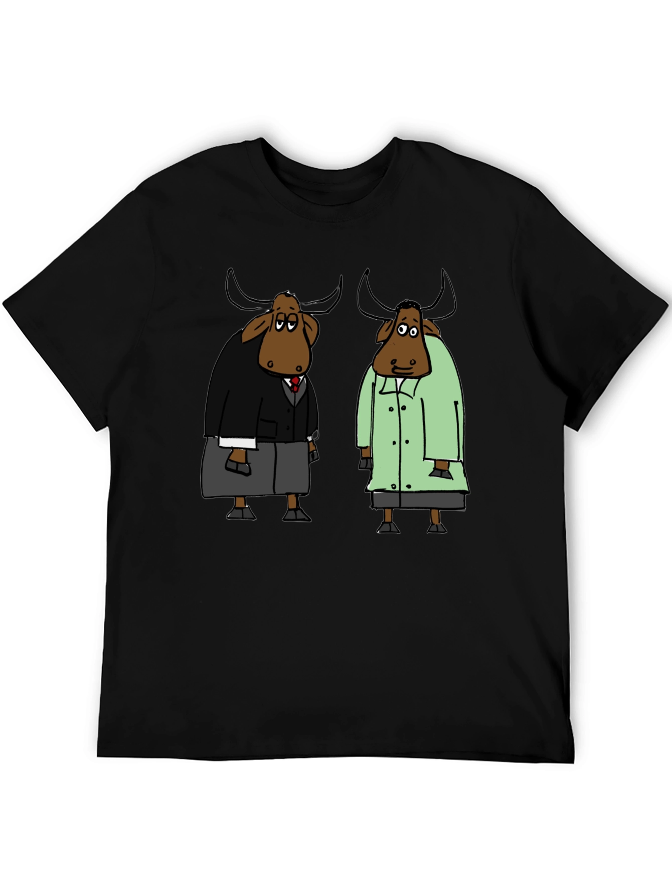 Black Cartoon Buffalo Black T-Shirt view 5
