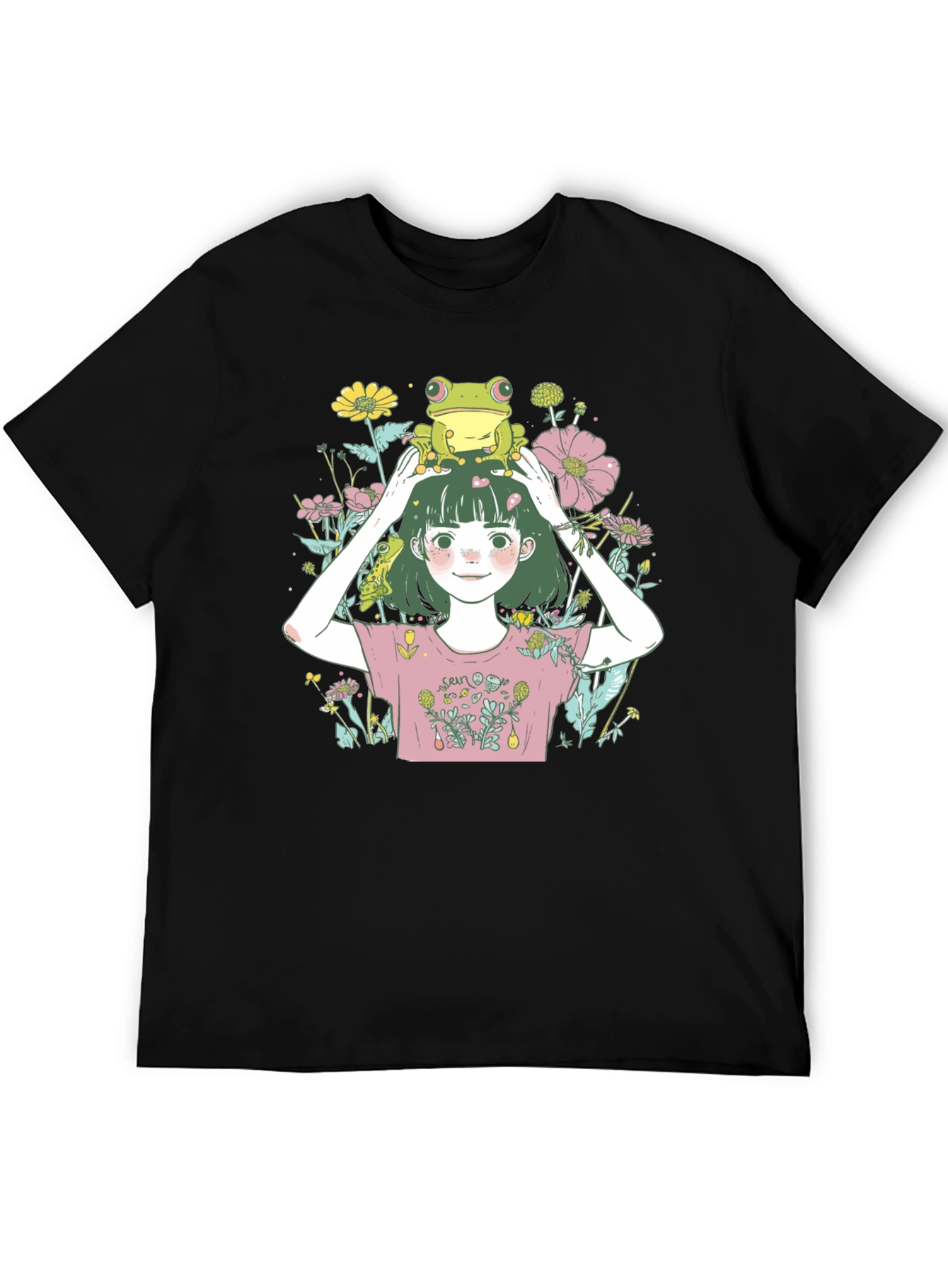 Black Girl with Frog T-Shirt - Black view 5