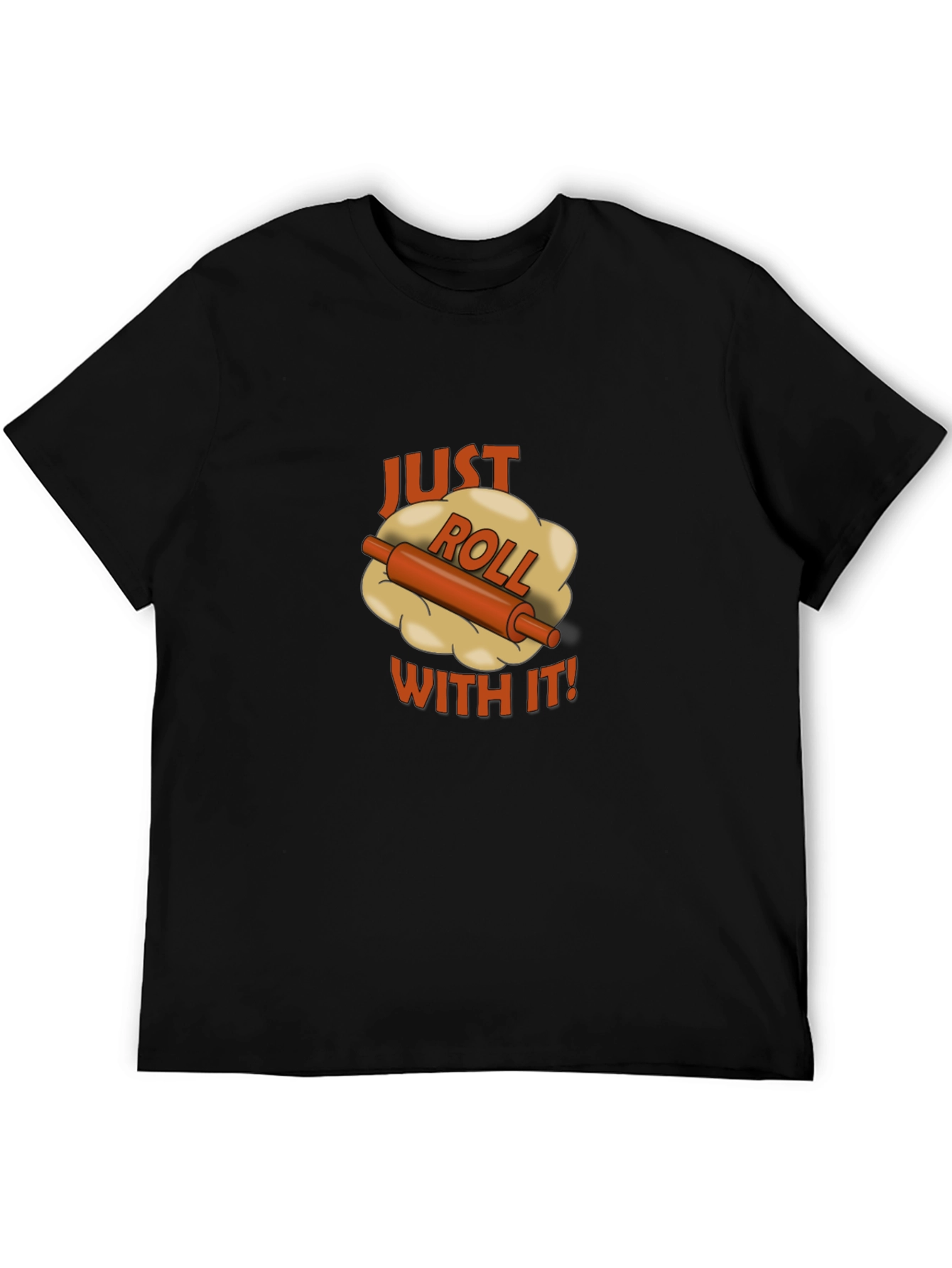 Black Just Roll With It Black T-Shirt - Funny Baking Tee view 5