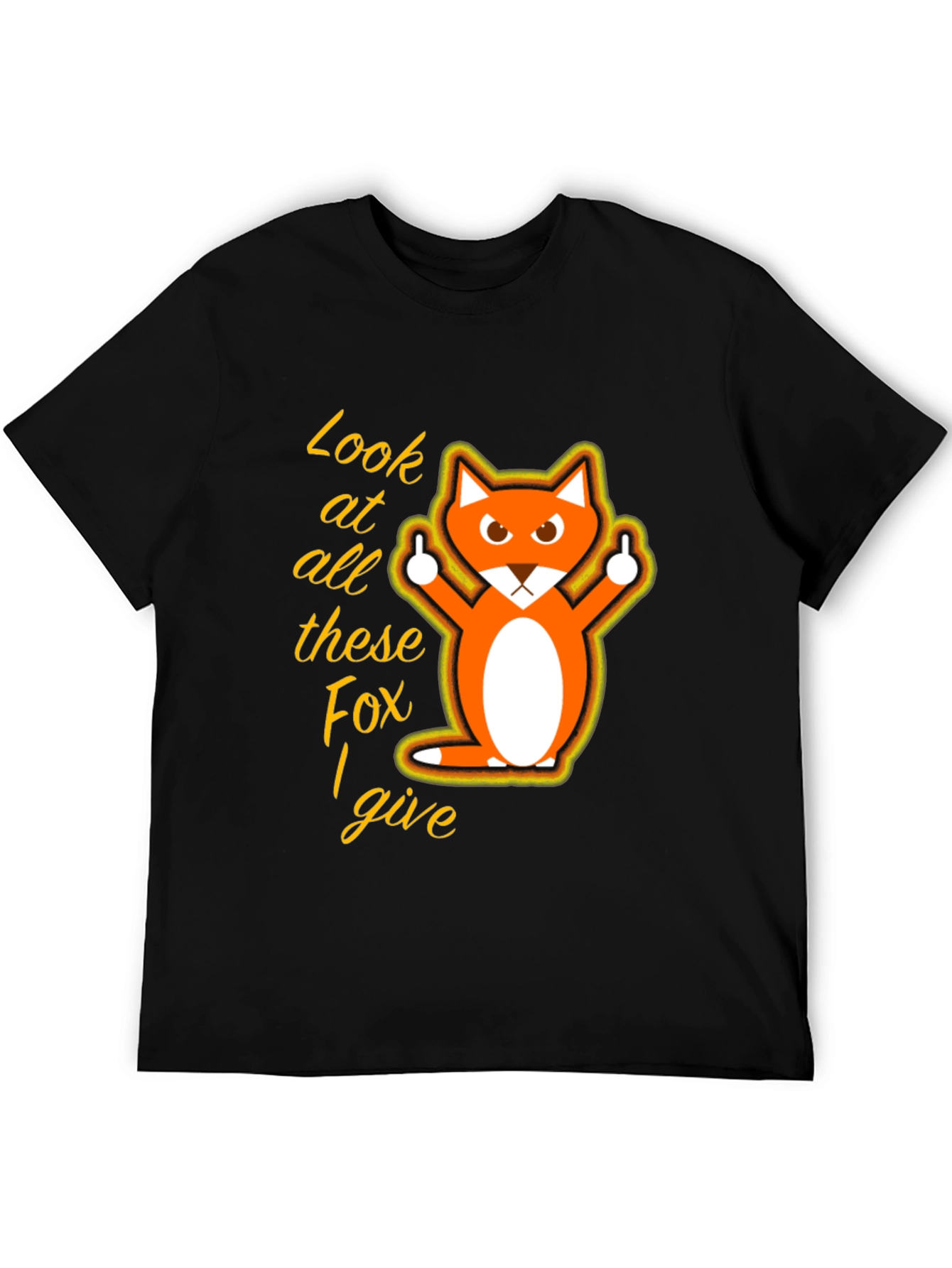 Black Funny Fox Graphic T-Shirt - Look at All These Fox I Give view 5