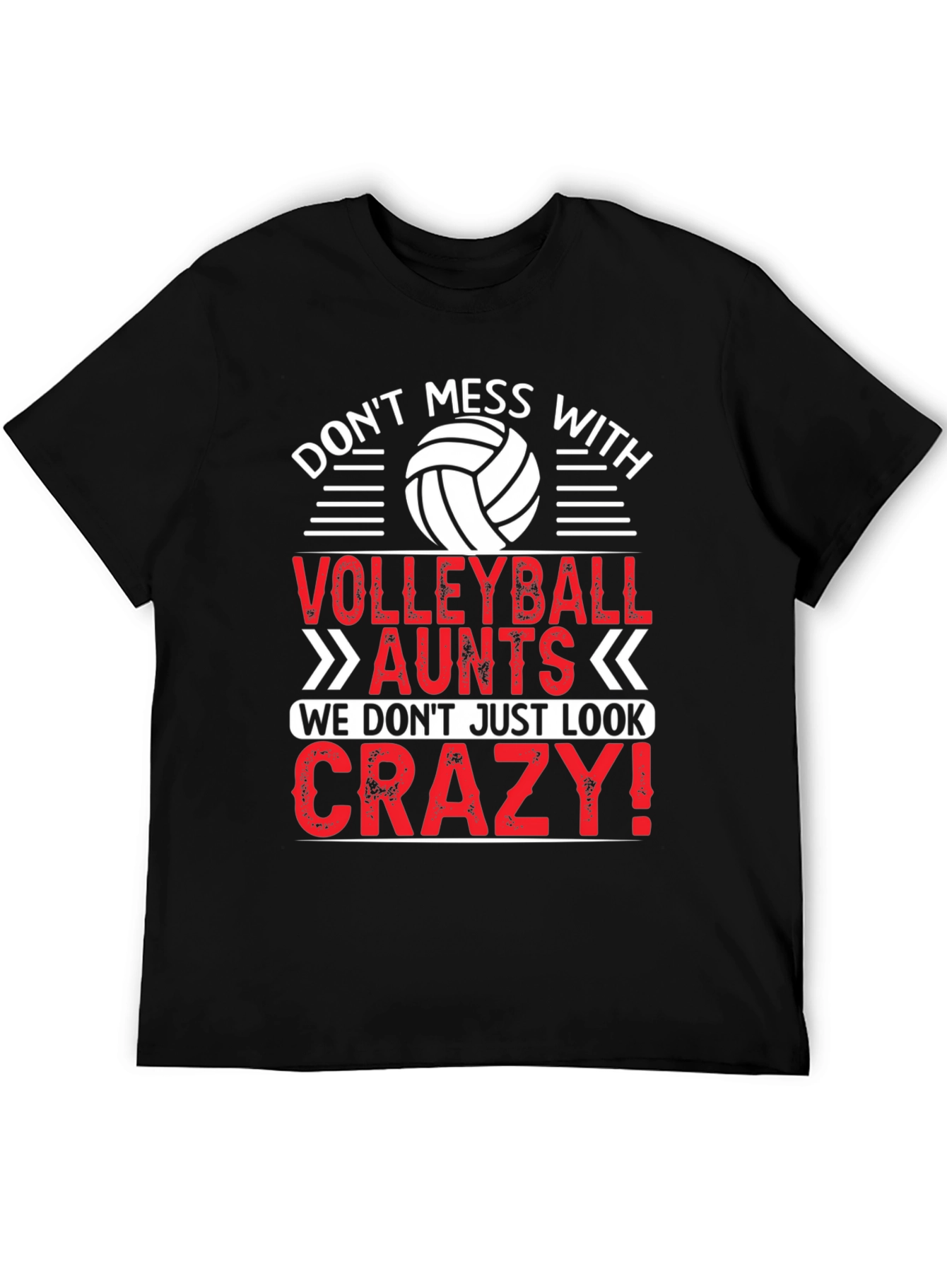 Black Volleyball Aunts Crazy Look T-Shirt view 5