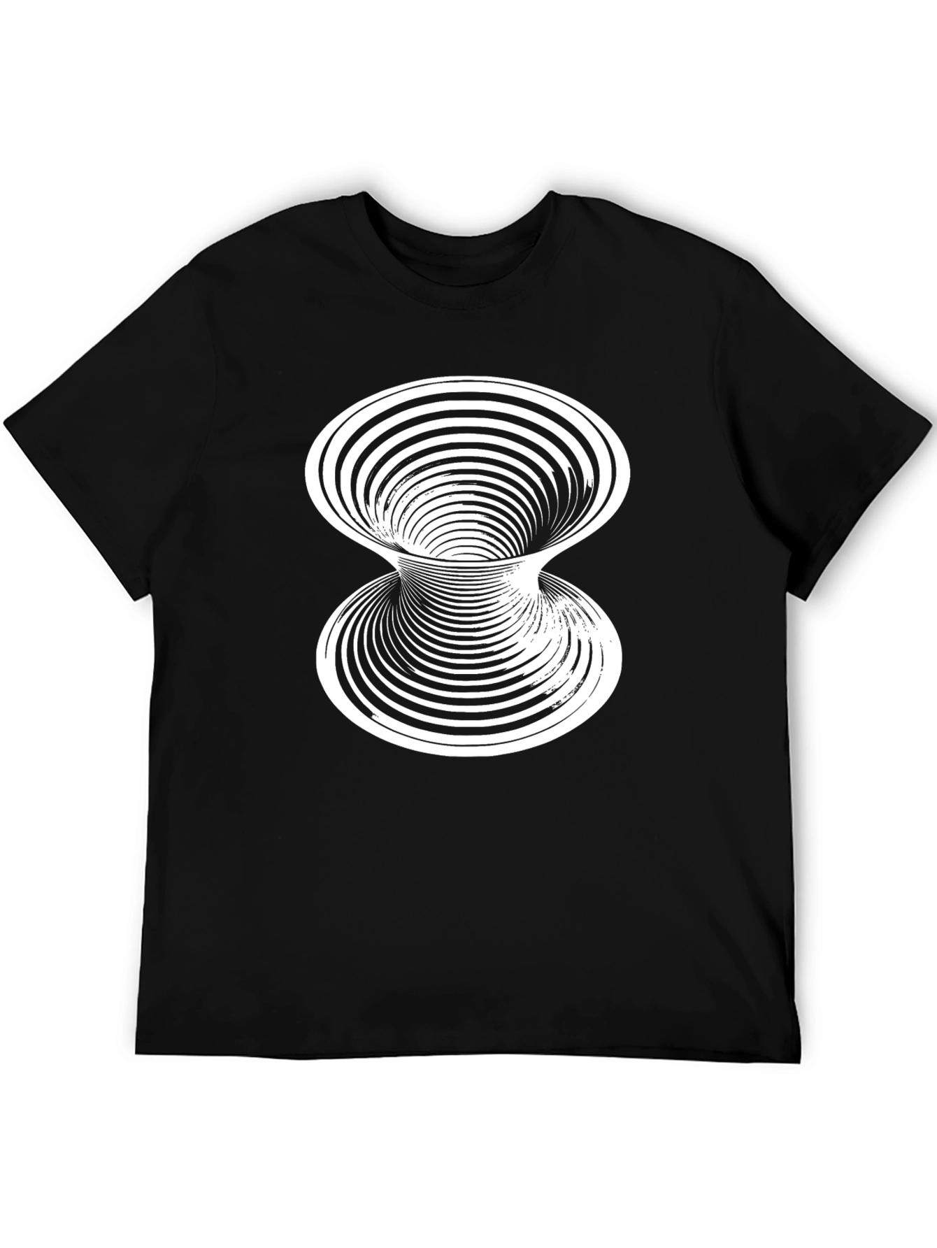 Black Optical Illusion Graphic Tee - Black Cotton T-Shirt view 5