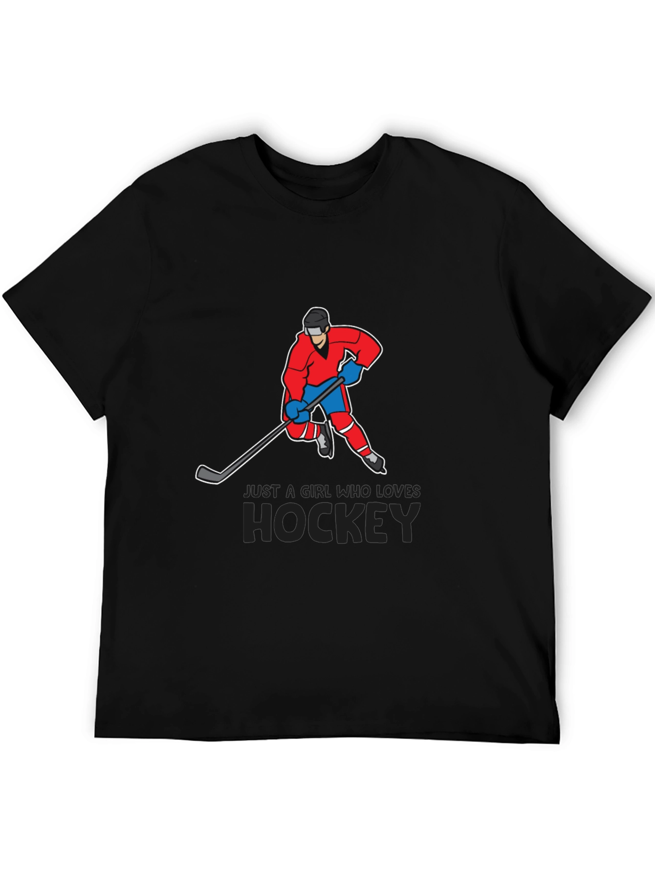 Black Hockey Lover T-Shirt - Just a Girl Who Loves Hockey Tee view 5