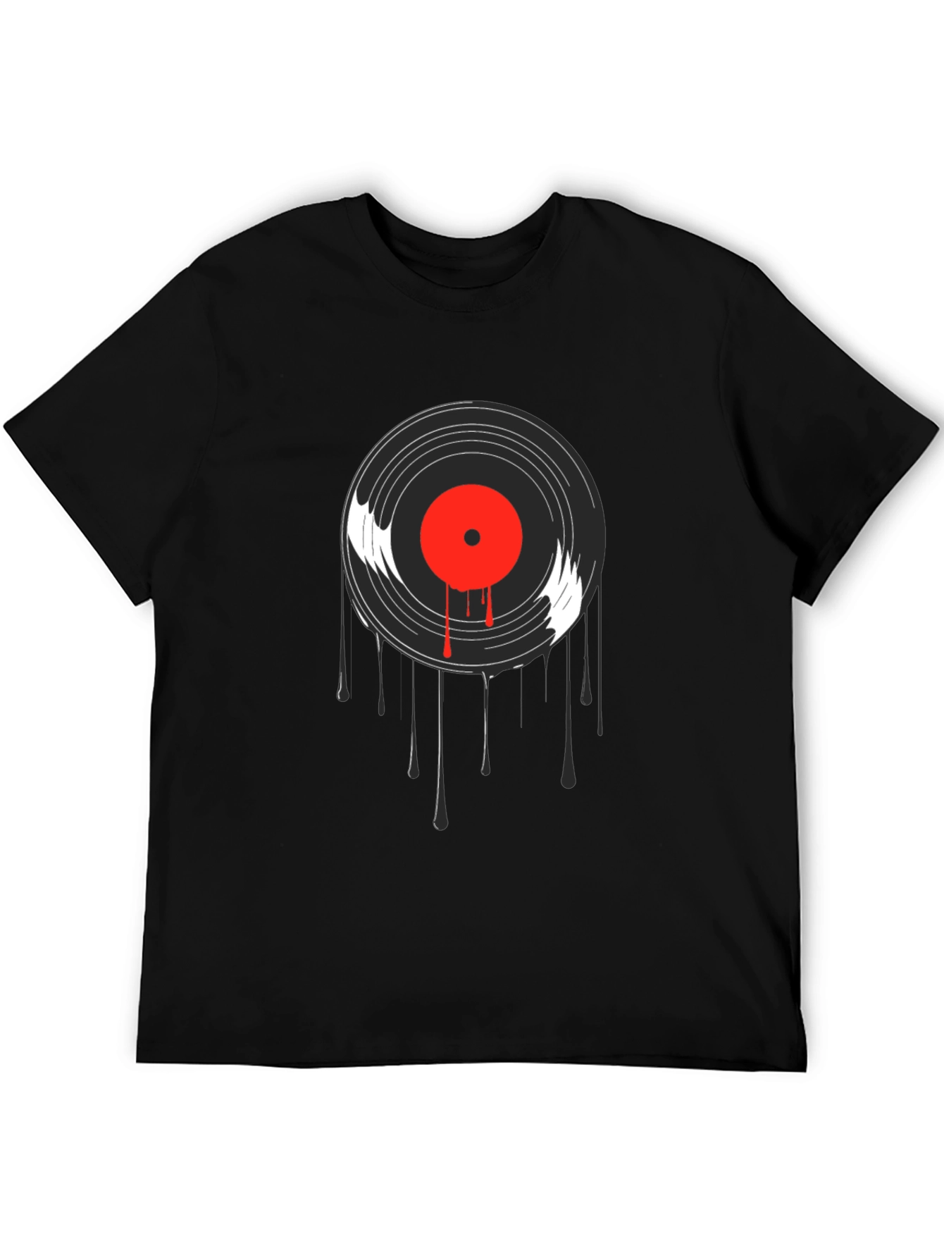 Black Retro Vinyl Record Graphic T-Shirt view 5