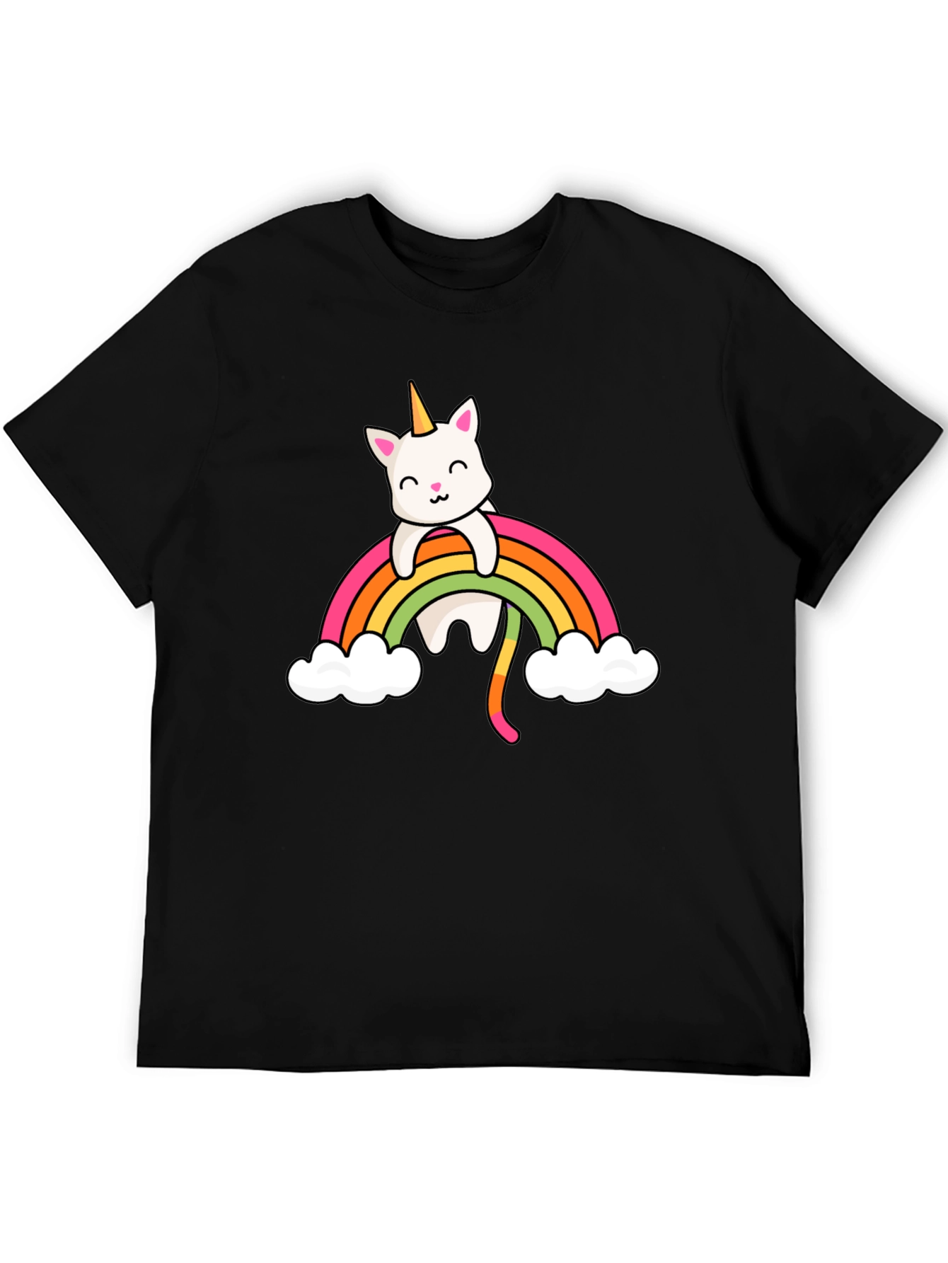 Black Unicorn Cat Rainbow T-Shirt view 5