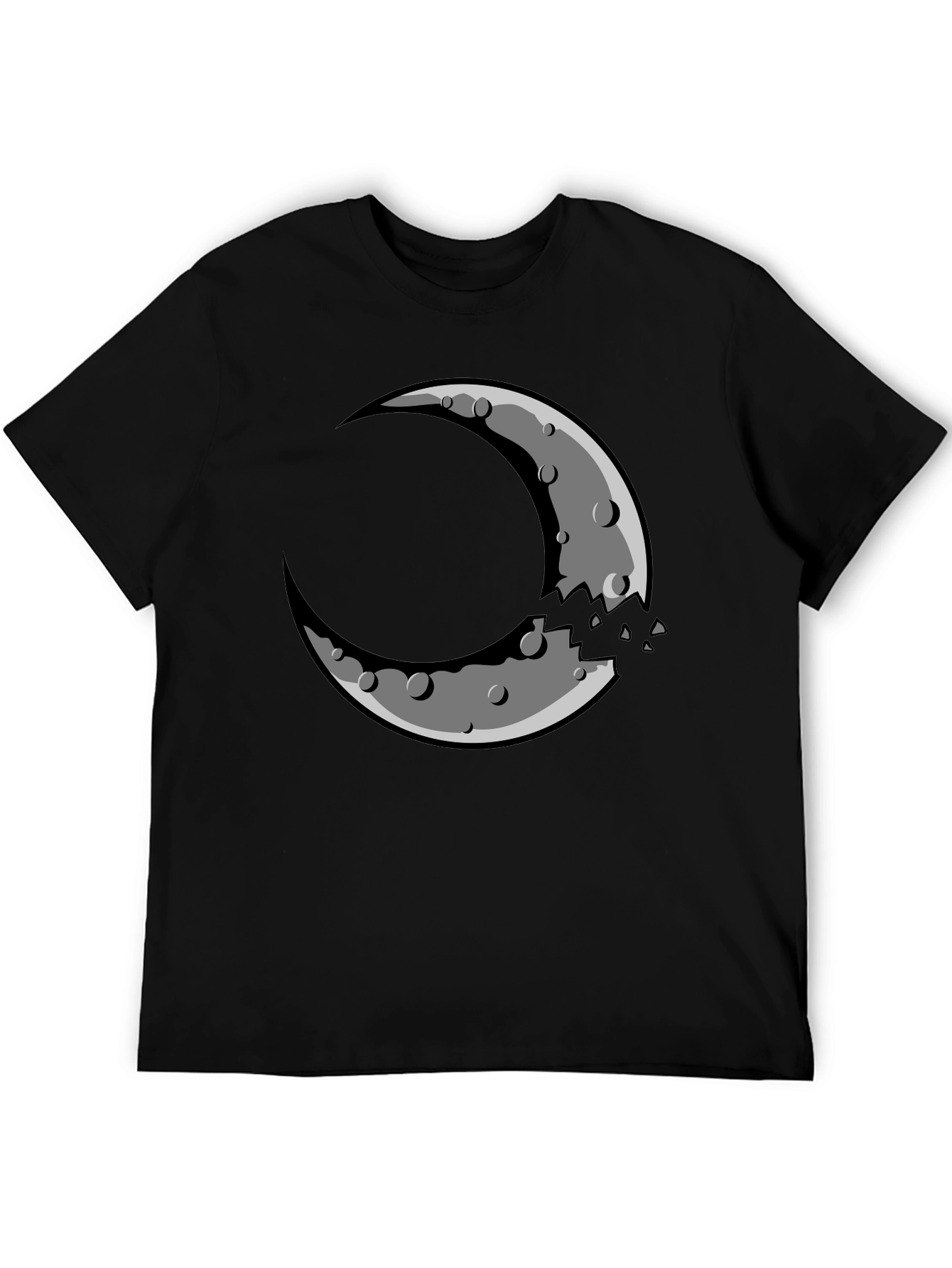 Black Crescent Moon Graphic Tee - Black Cotton Blend Shirt view 5