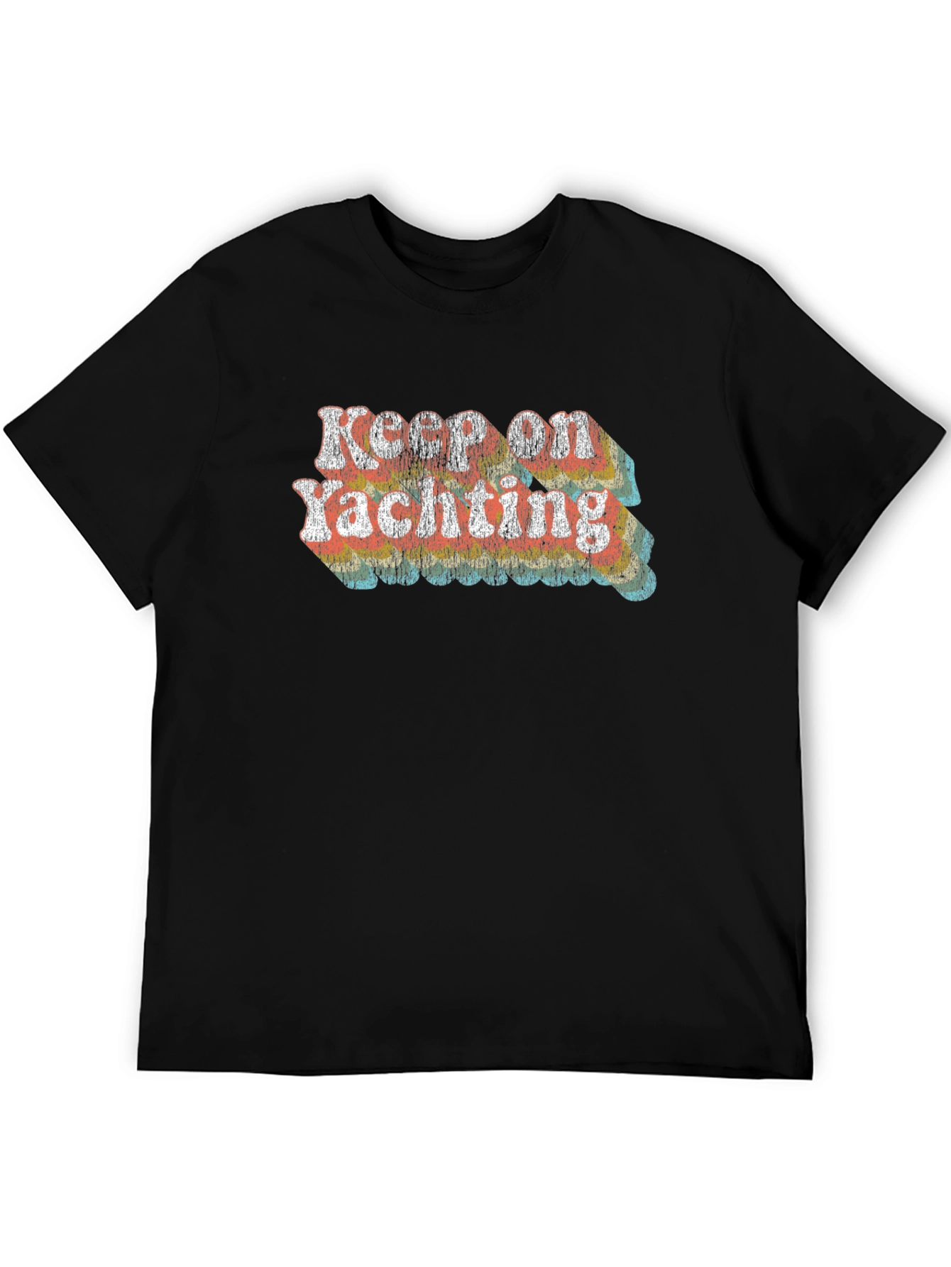 Black Keep on Yachting Retro Graphic Tee - Black view 5
