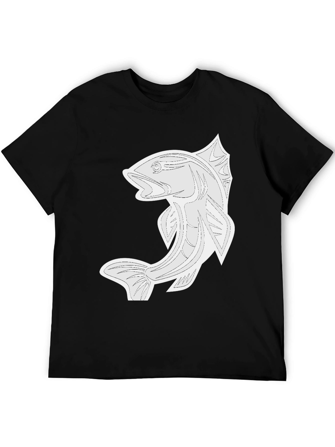 Black Black Graphic Tee - Fish Design view 5