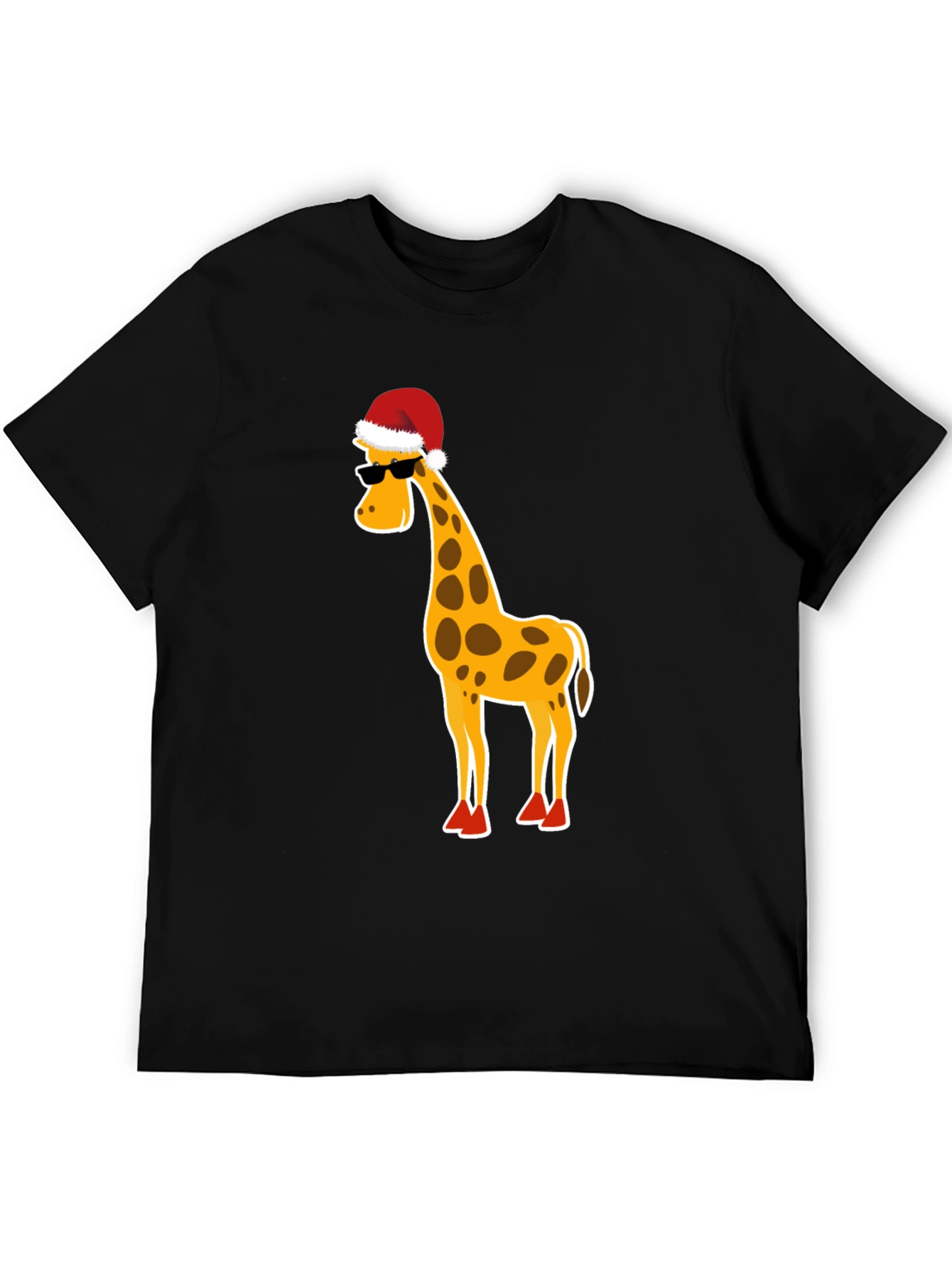 Black Festive Giraffe T-Shirt: Holiday Humor Apparel view 5