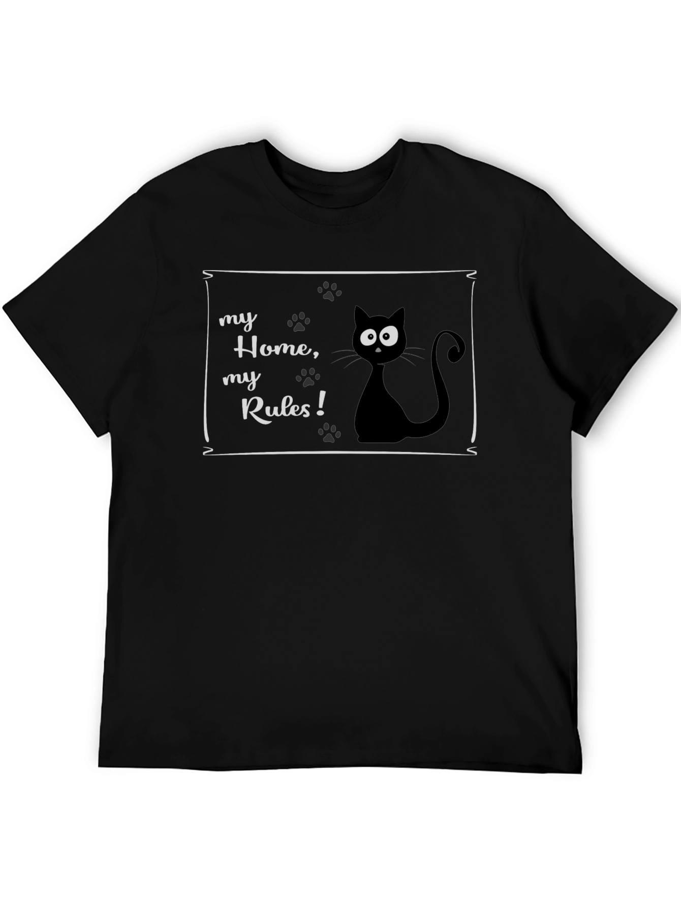 Black My Home, My Rules Cat T-Shirt view 5