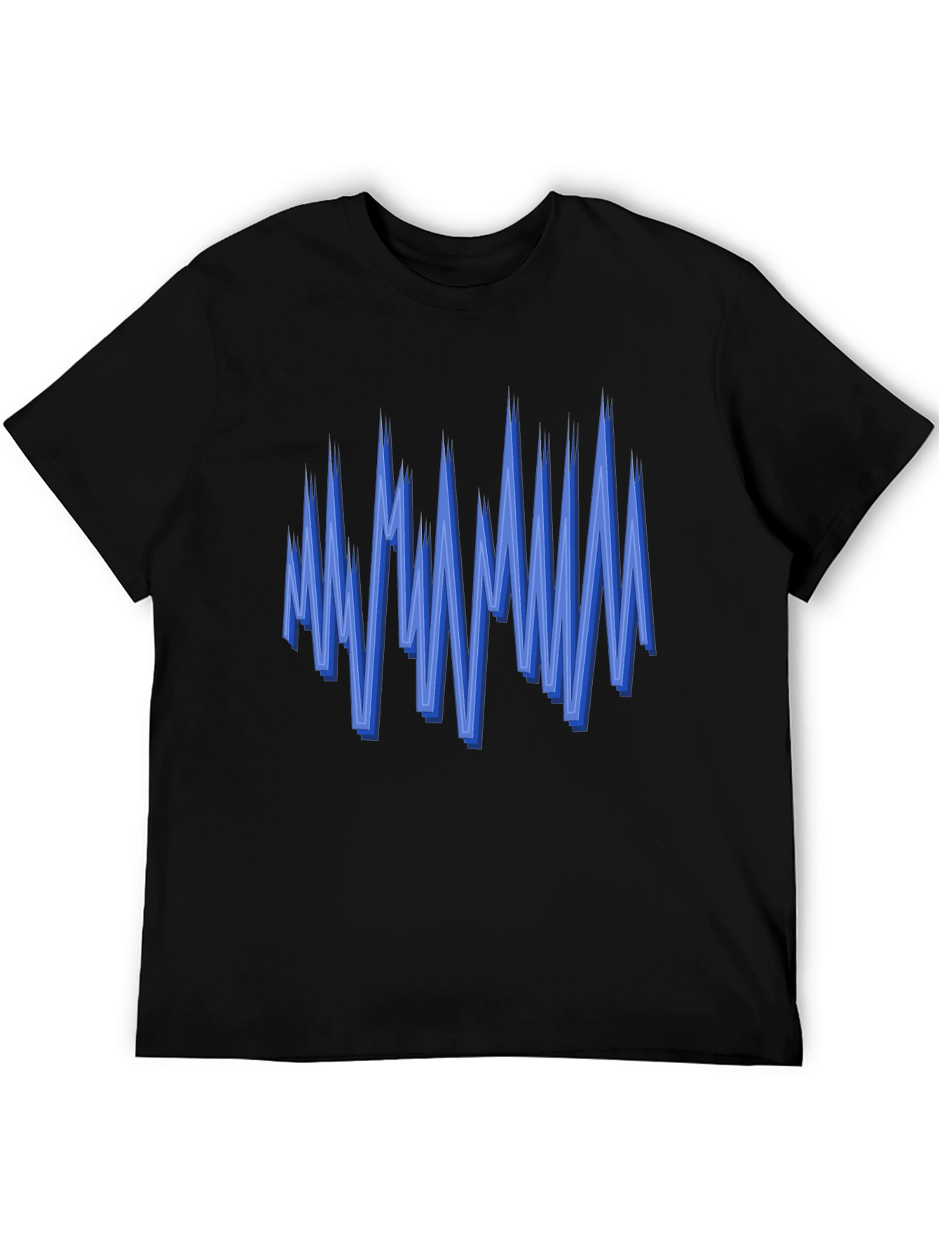 Black Abstract Blue Graphic Print Black Tee view 5