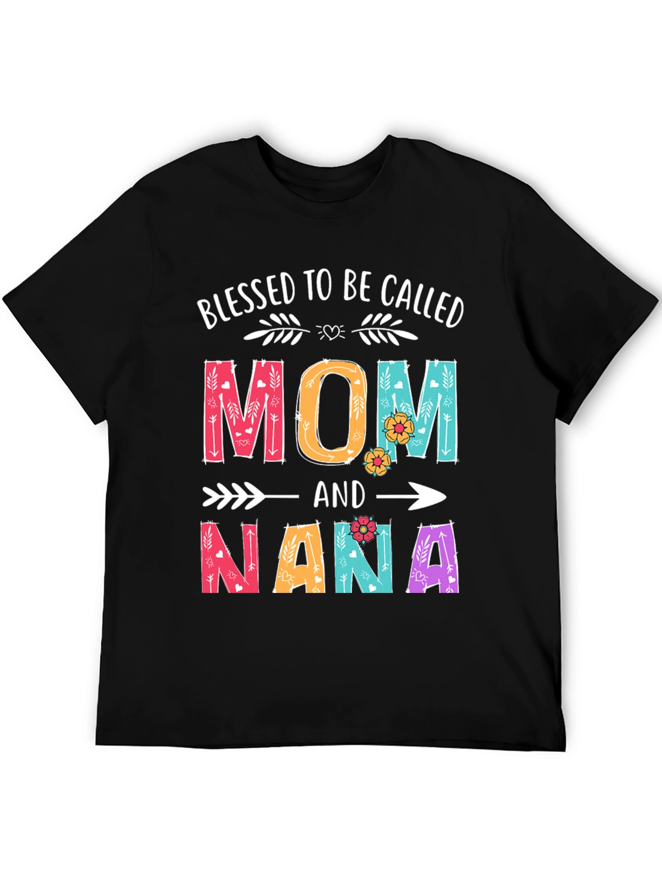 Black Blessed Mom & Nana T-Shirt view 5