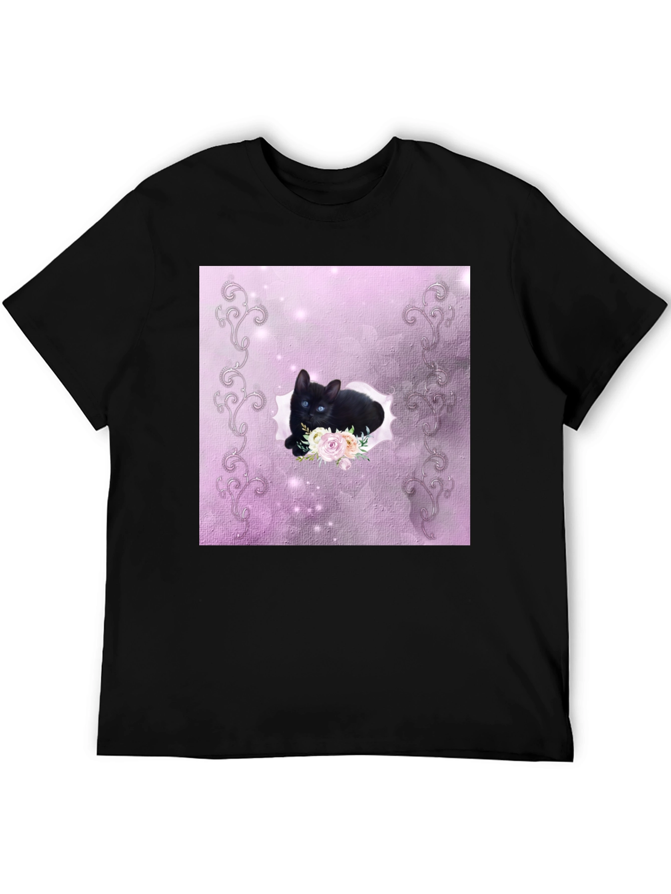 Black Black Kitten Floral T-Shirt view 5