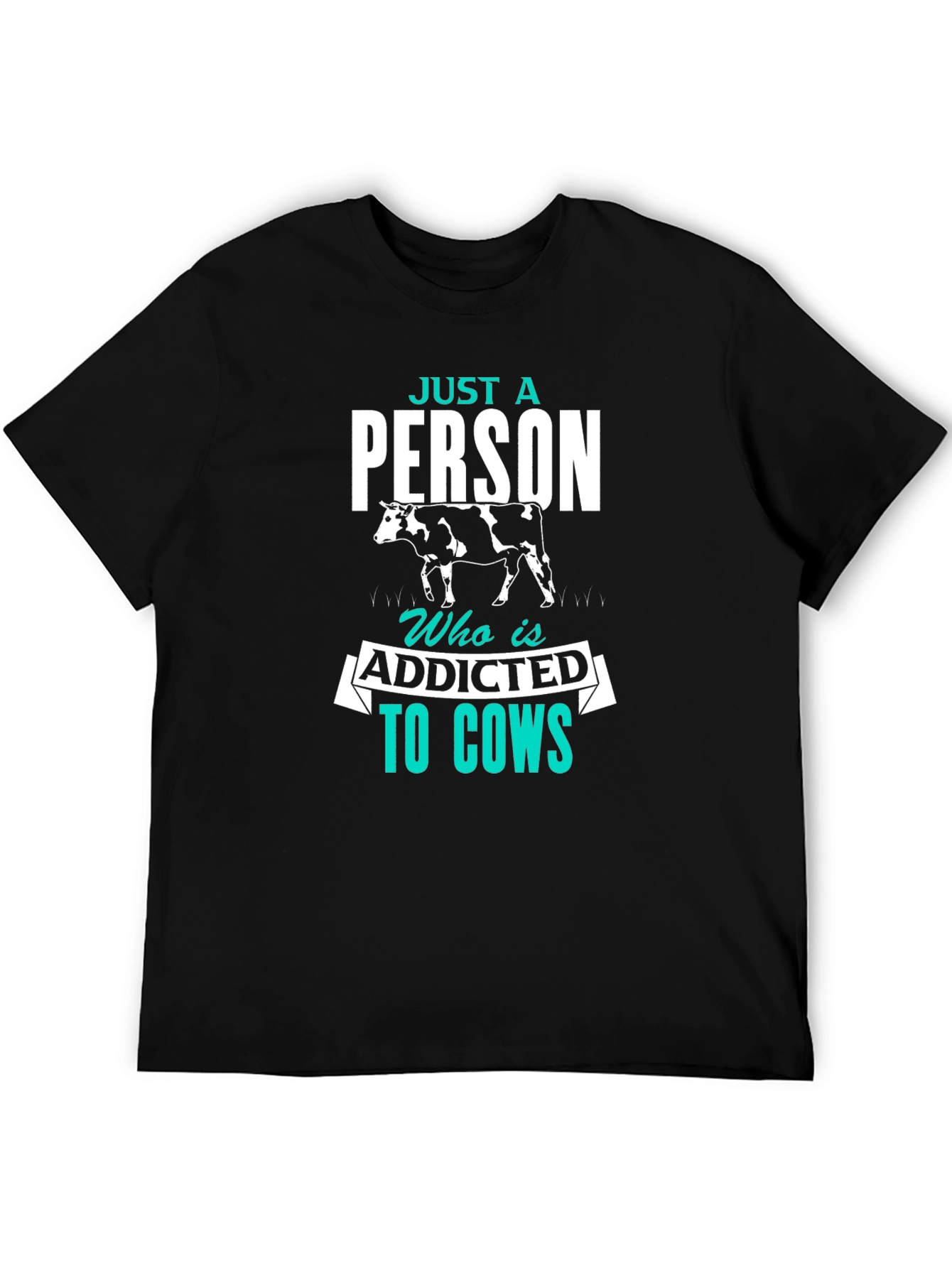 Black Cow Lover T-Shirt - Just a Person Addicted to Cows view 5
