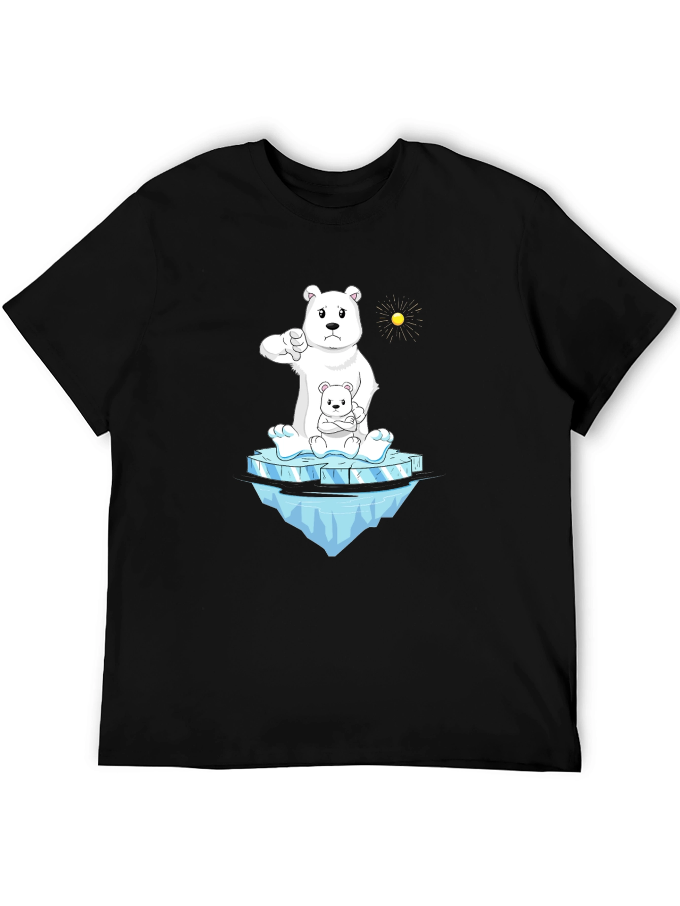 Black Polar Bear Cartoon Graphic Tee - Black view 5