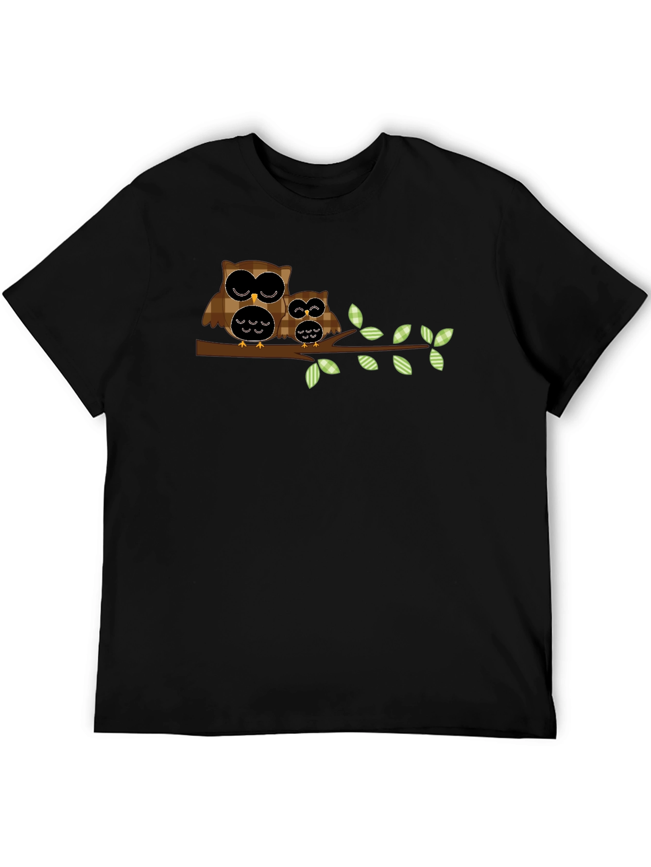 Black Owl Family Tree Branch Black T-Shirt view 5