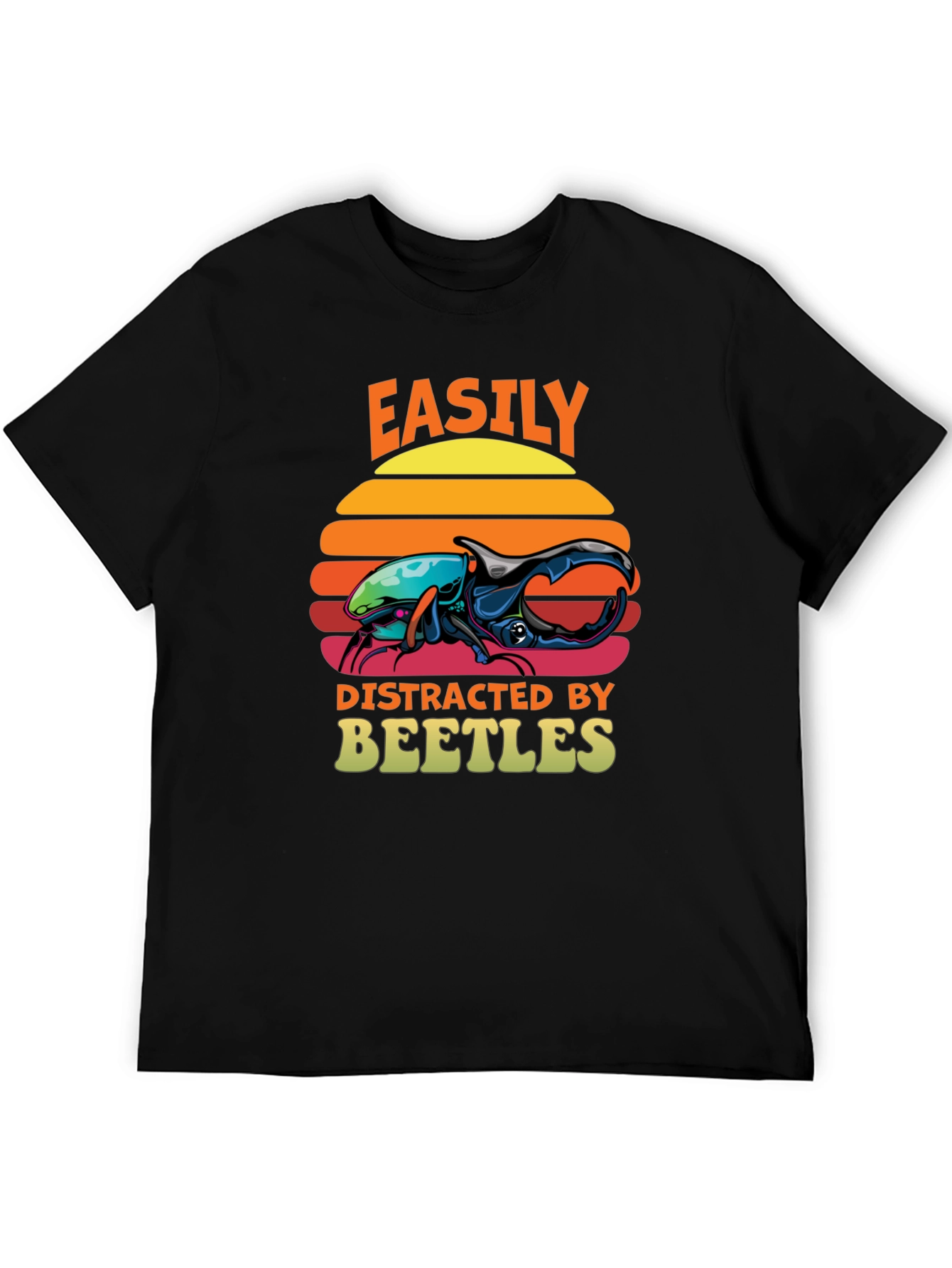 Black Easily Distracted by Beetles T-Shirt view 5