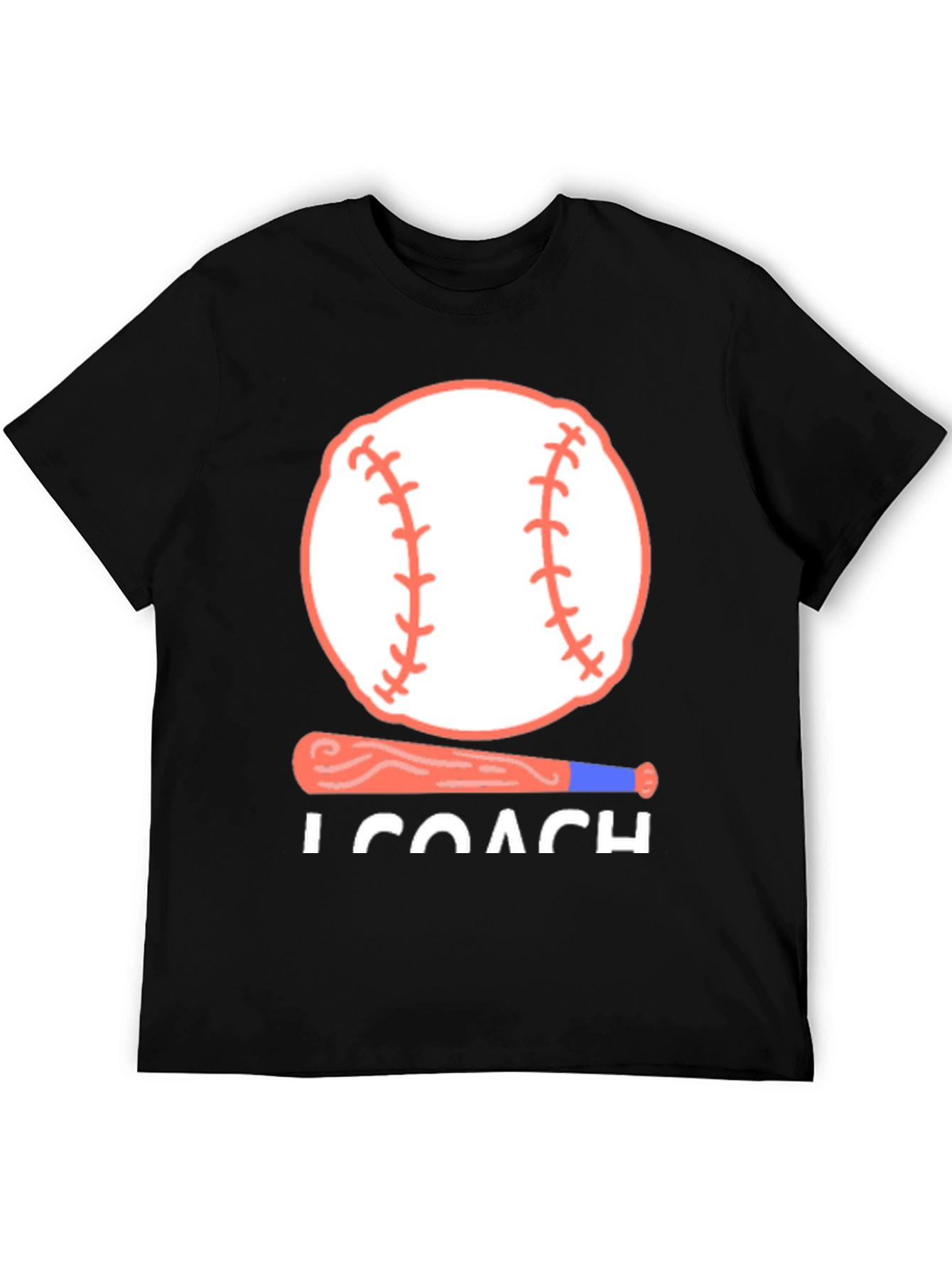 Baseball Coach T-Shirt - Baseball Bat and Ball Design - 5