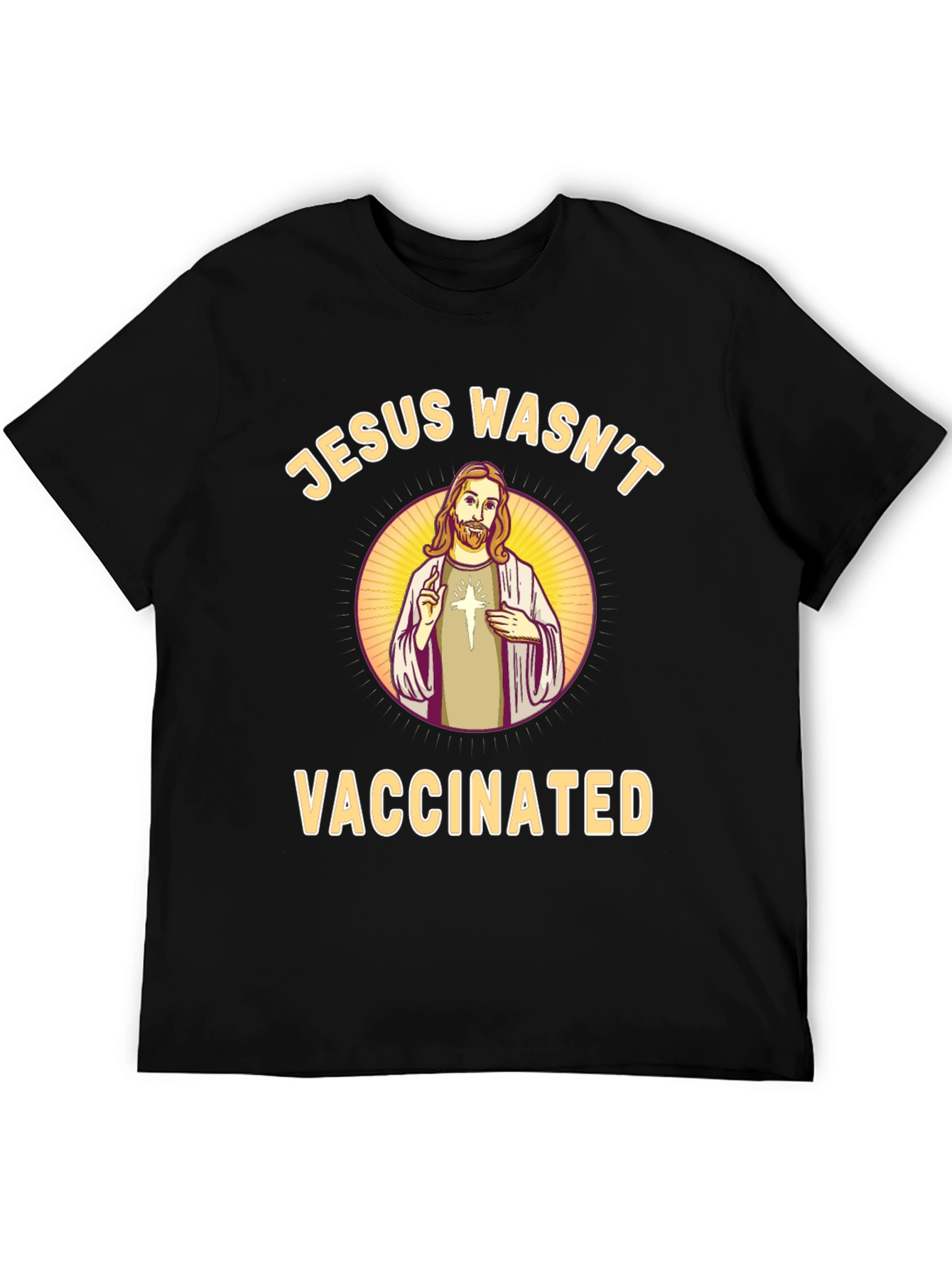 Black Jesus Wasn't Vaccinated Black T-Shirt view 5
