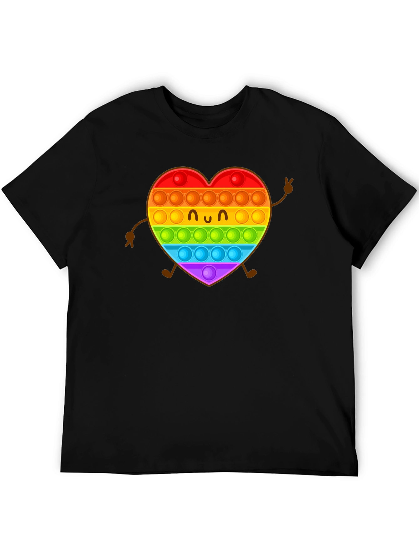 Black Rainbow Heart Pop It Graphic Tee view 5