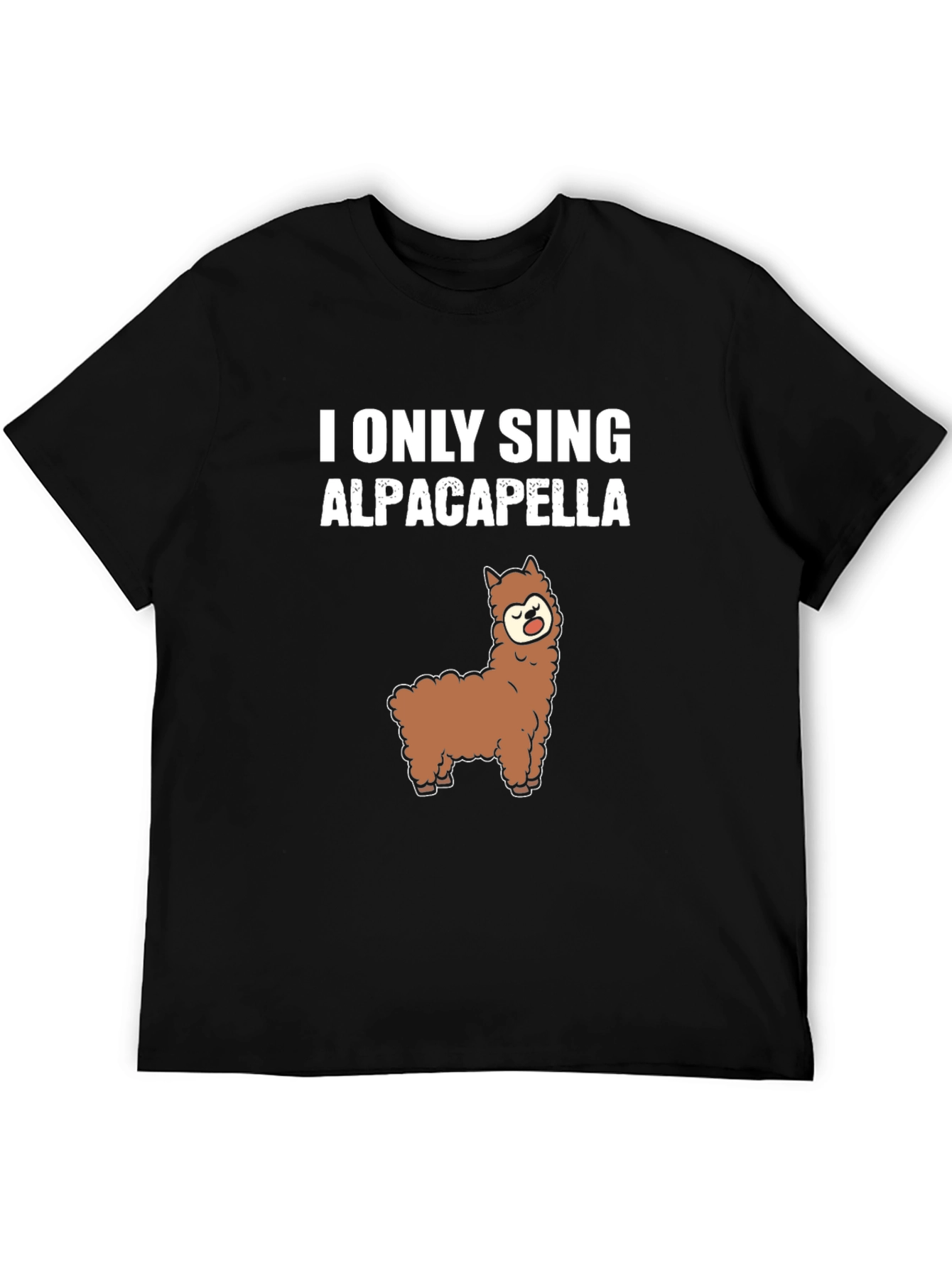 Black Alpaca-pella T-Shirt Funny Music Pun Tee view 5