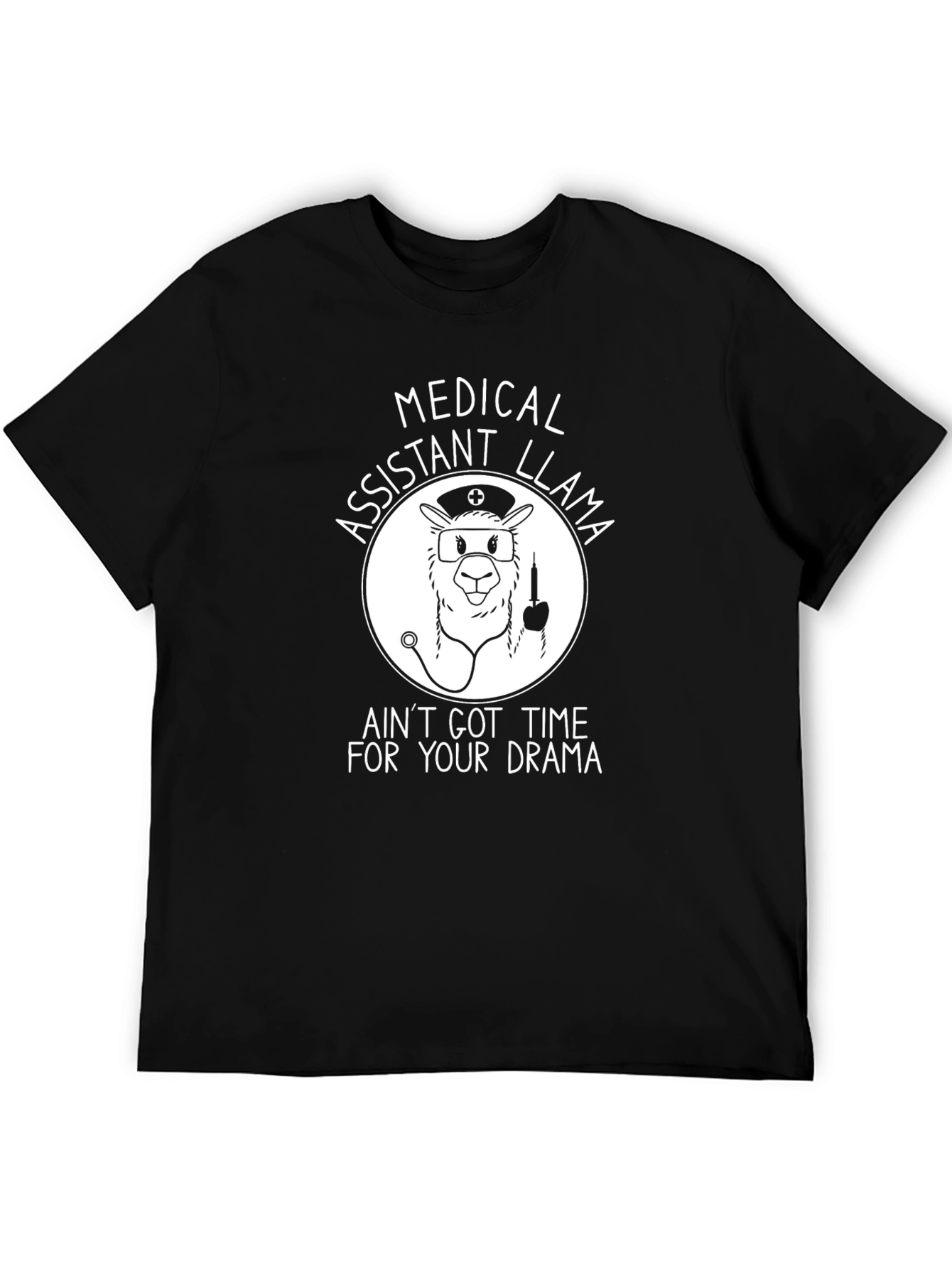 Black Medical Assistant Llama Graphic Tee - Ain't Got Time For Your Drama view 5
