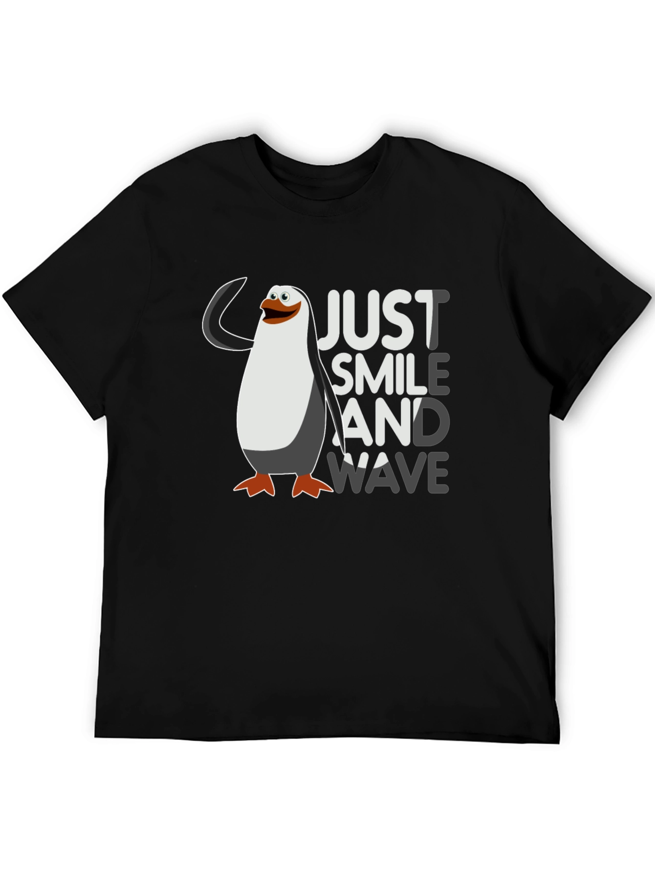 Black Just Smile and Wave Penguin T-Shirt view 5