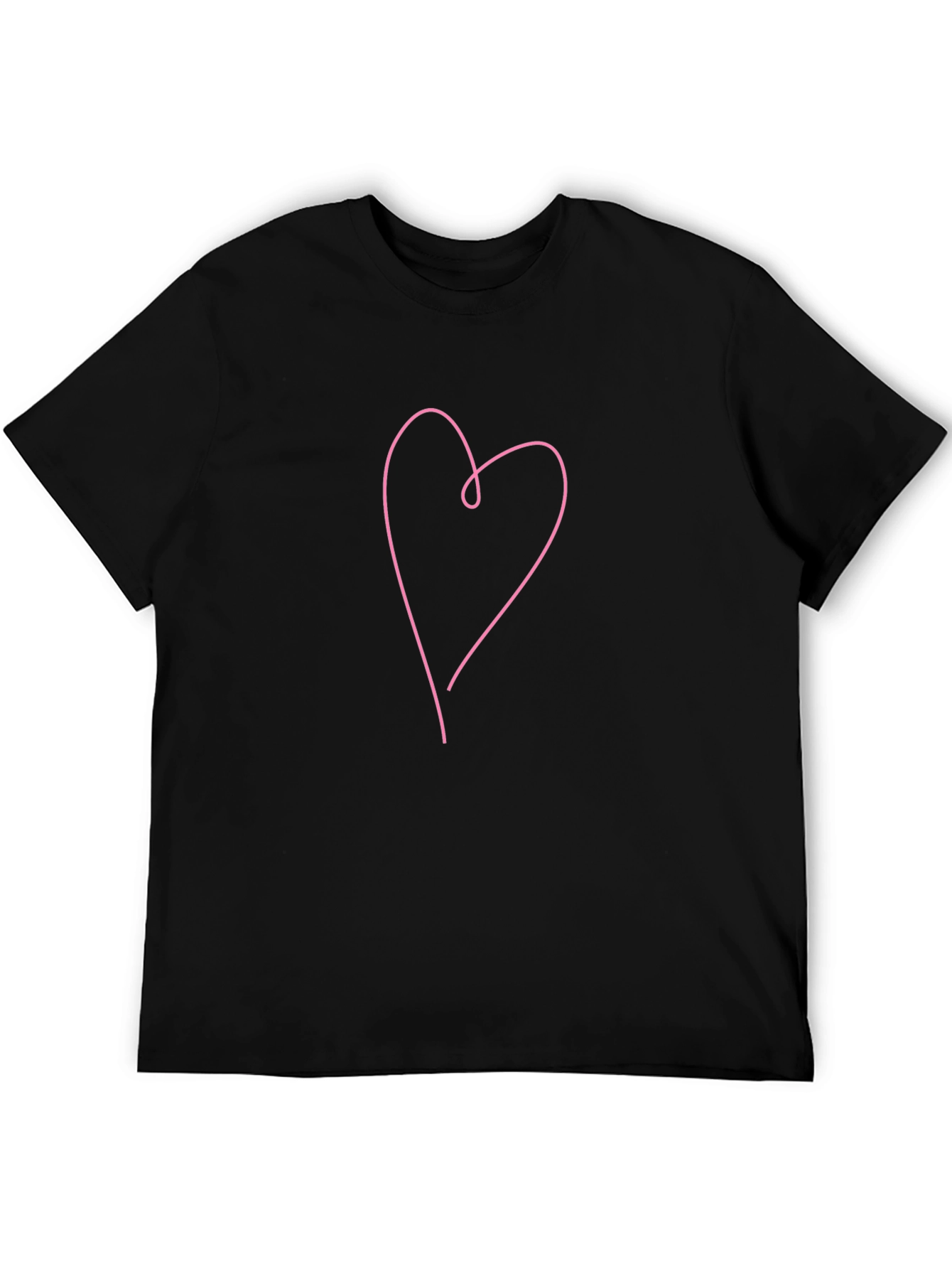 Black Minimalist Heart Outline Black T-Shirt view 5