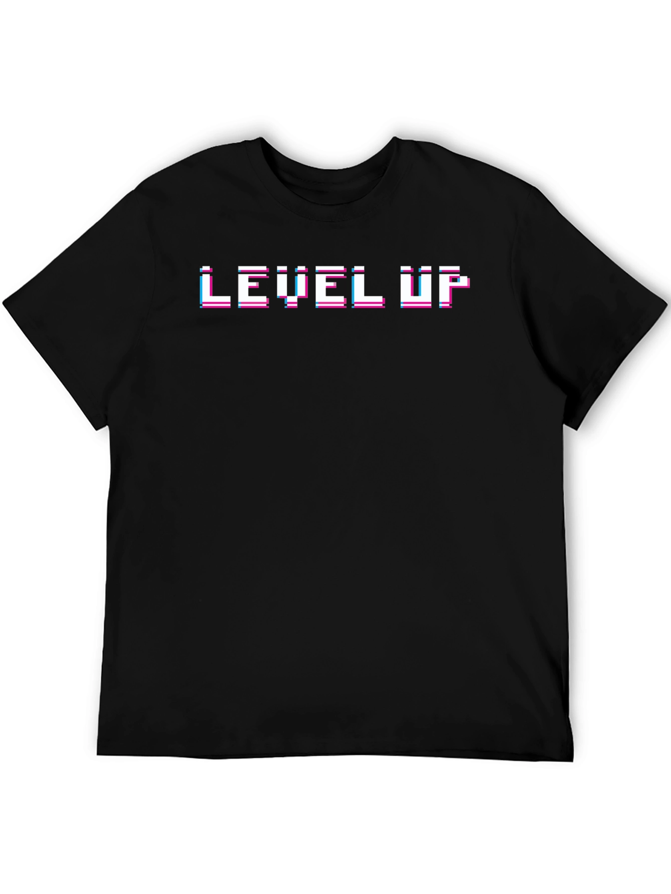 Black Level Up Glitch Tee - Black Gaming T-Shirt view 5