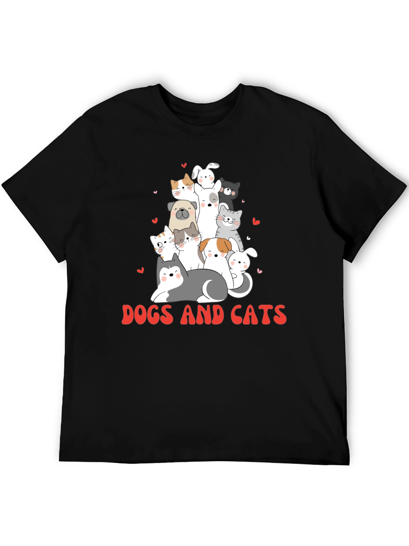 Cute Dogs and Cats Graphic T-Shirt - 5