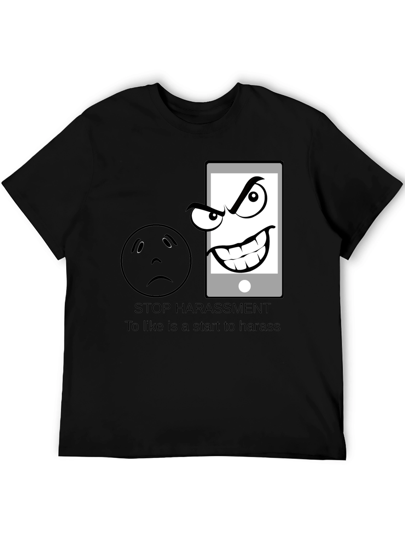Black Stop Harassment Graphic T-Shirt view 5