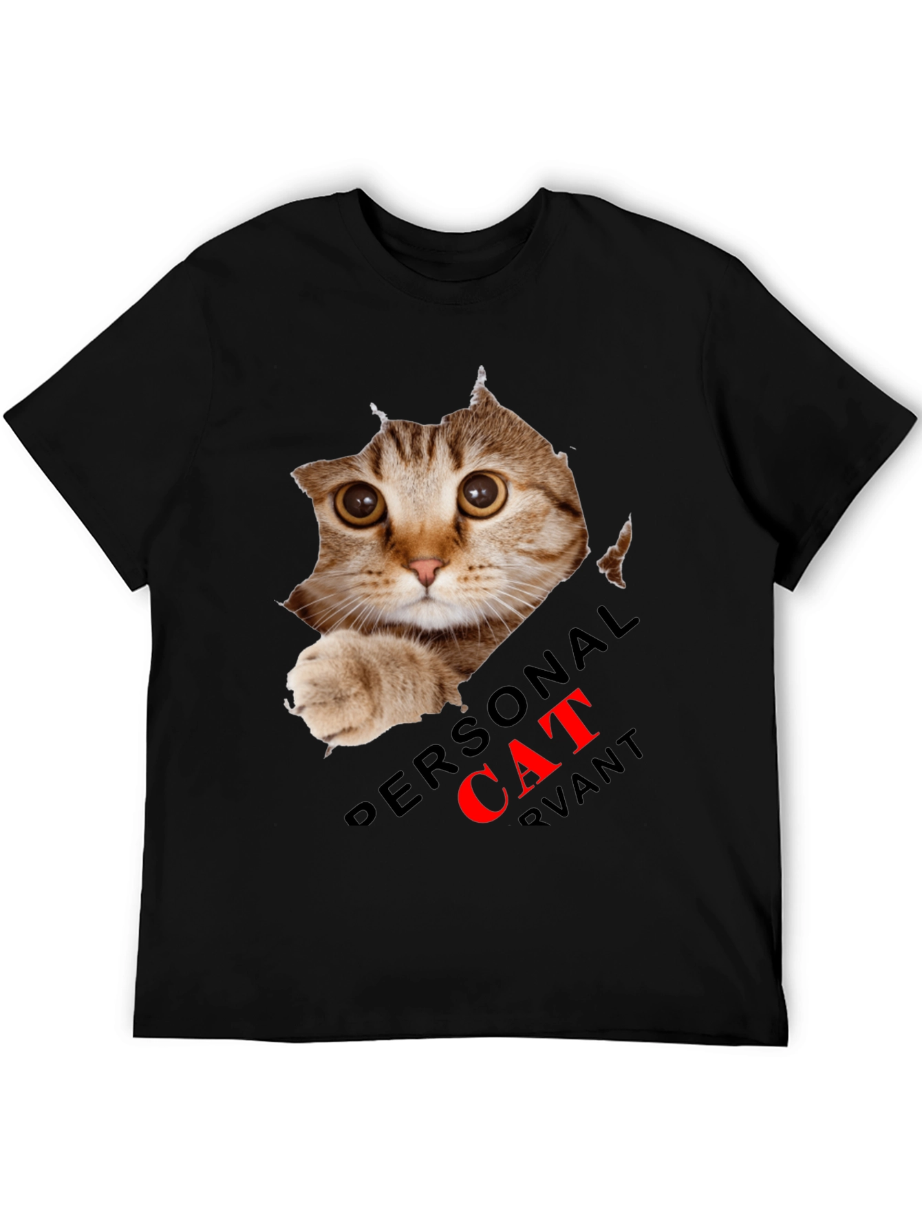 Black Personal Cat Servant Graphic Tee - Black Cotton Blend view 5