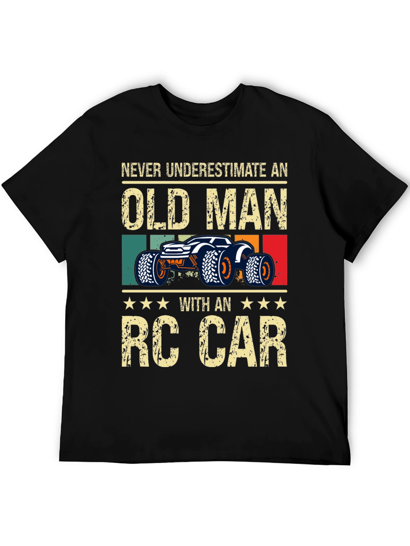 Black Old Man RC Car T-Shirt - Fun Hobby Tee view 5