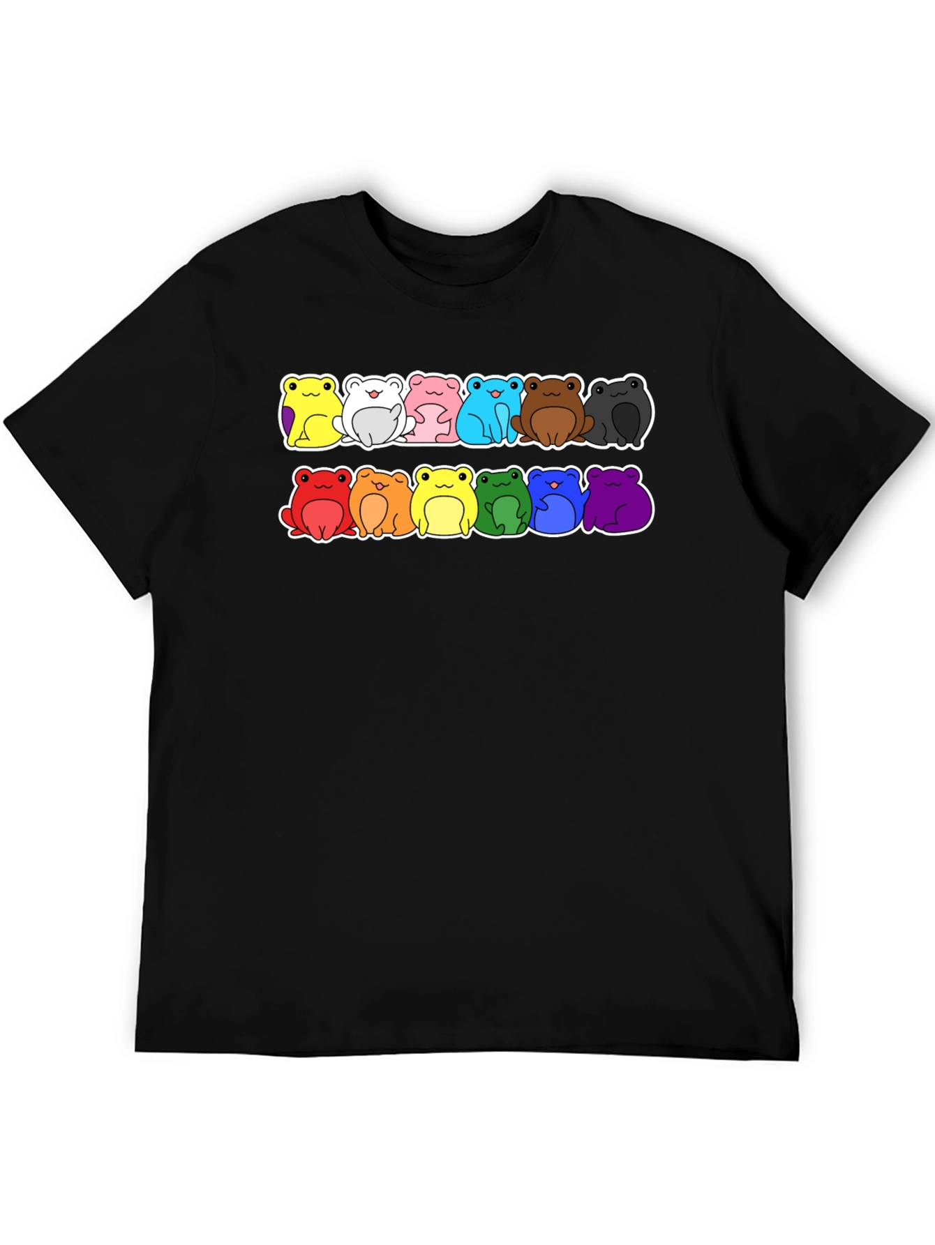 Black Rainbow Frog T-Shirt - Black Cotton Crew Neck Tee view 5