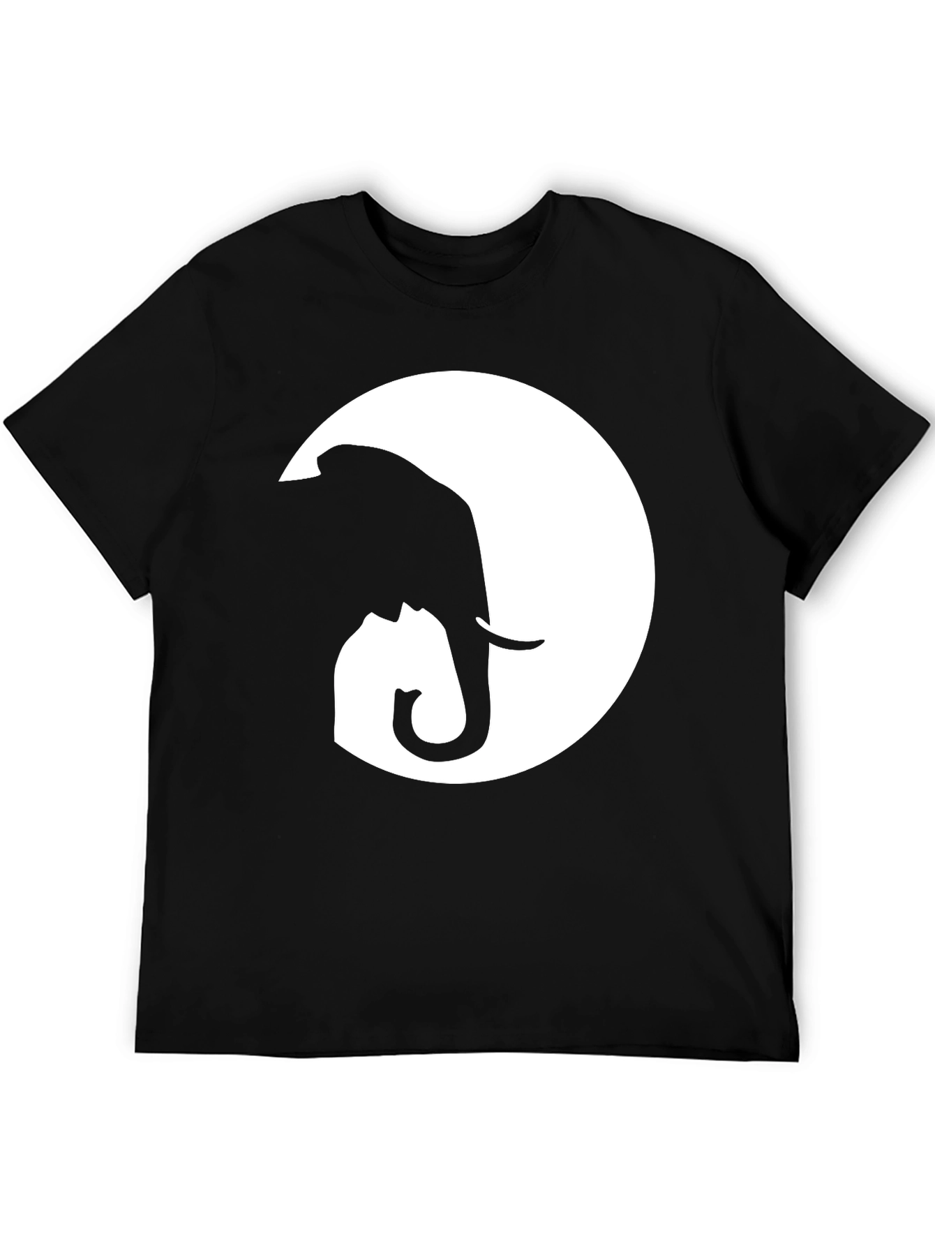 Black Elephant Silhouette Graphic Tee - Black Cotton Comfort view 5