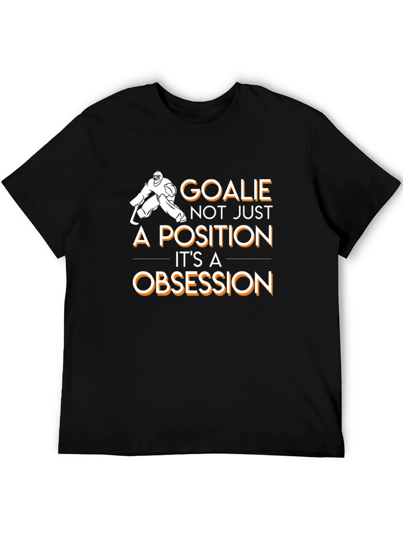 Black Hockey Goalie Obsession Graphic T-Shirt view 5
