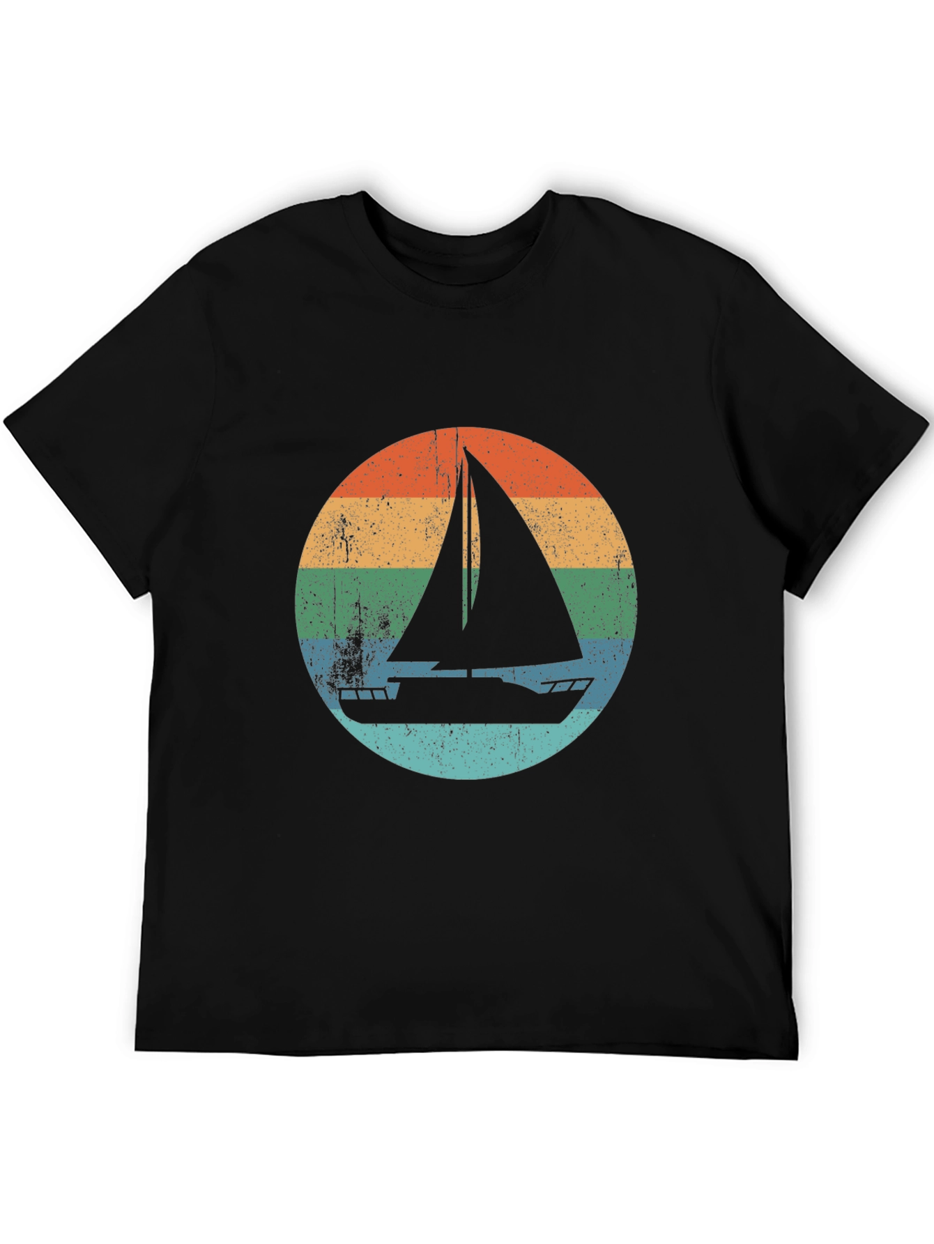 Black Vintage Sailboat T-Shirt - Retro Nautical Design view 5