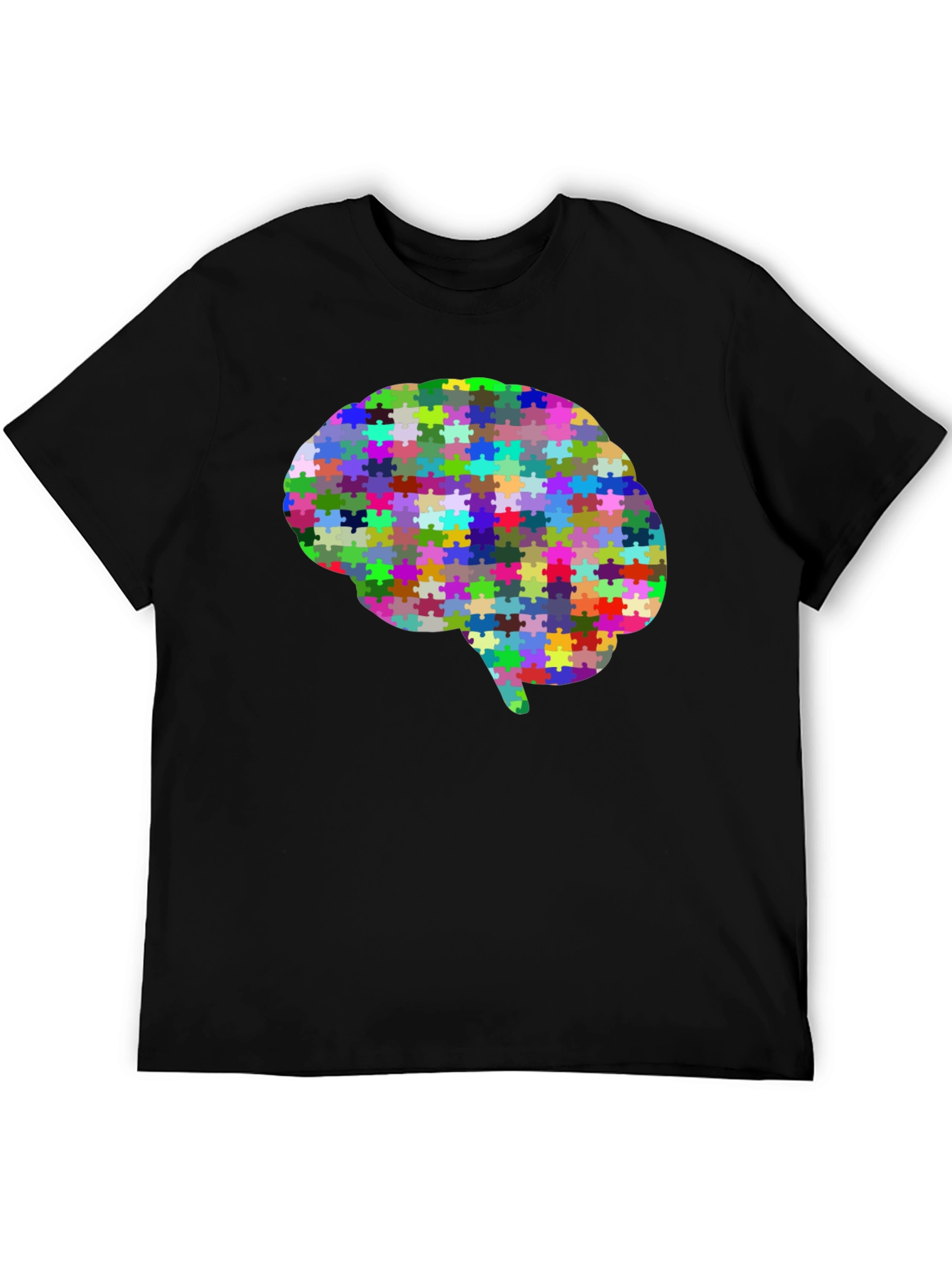 Black Brain Puzzle T-Shirt - Colorful Mind Tee view 5