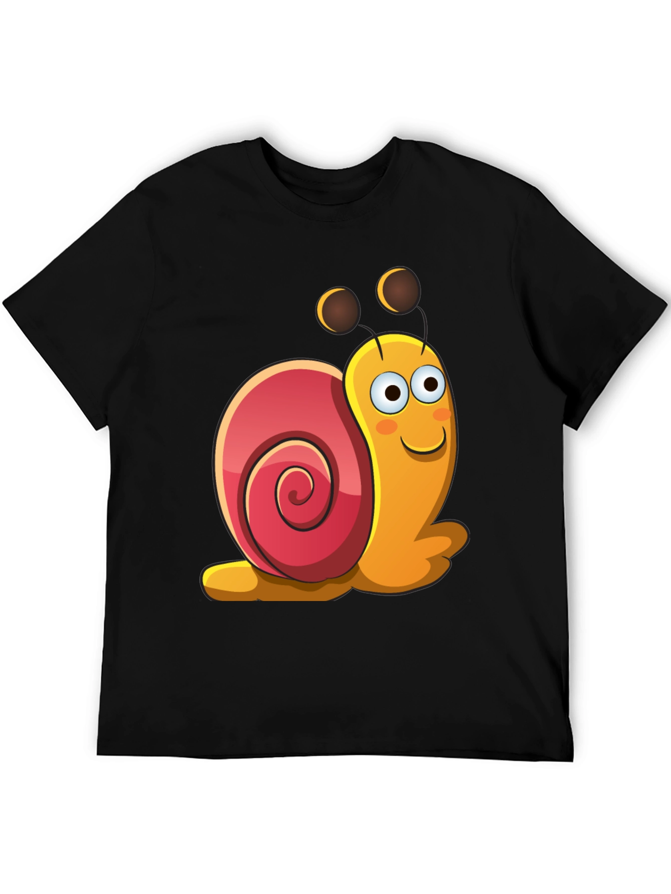 Black Cartoon Snail Graphic Black T-Shirt view 5